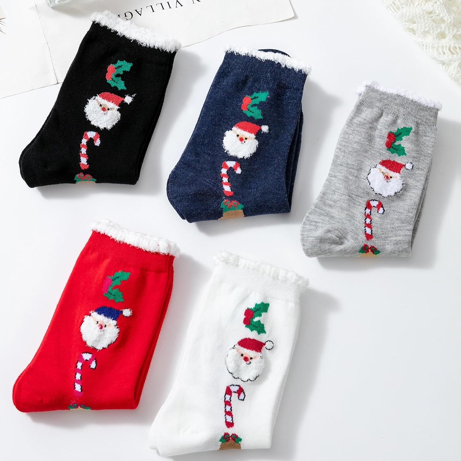 5 Pairs Casual Crew Socks Everyday Lightweight Socks for Women
