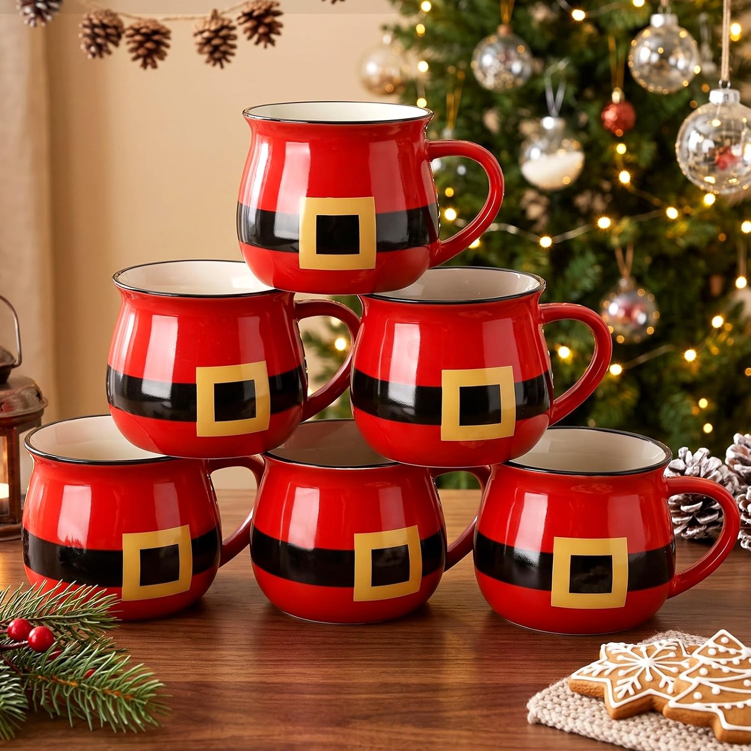 6 Pieces Christmas Themed Coffee Mugs With Handle