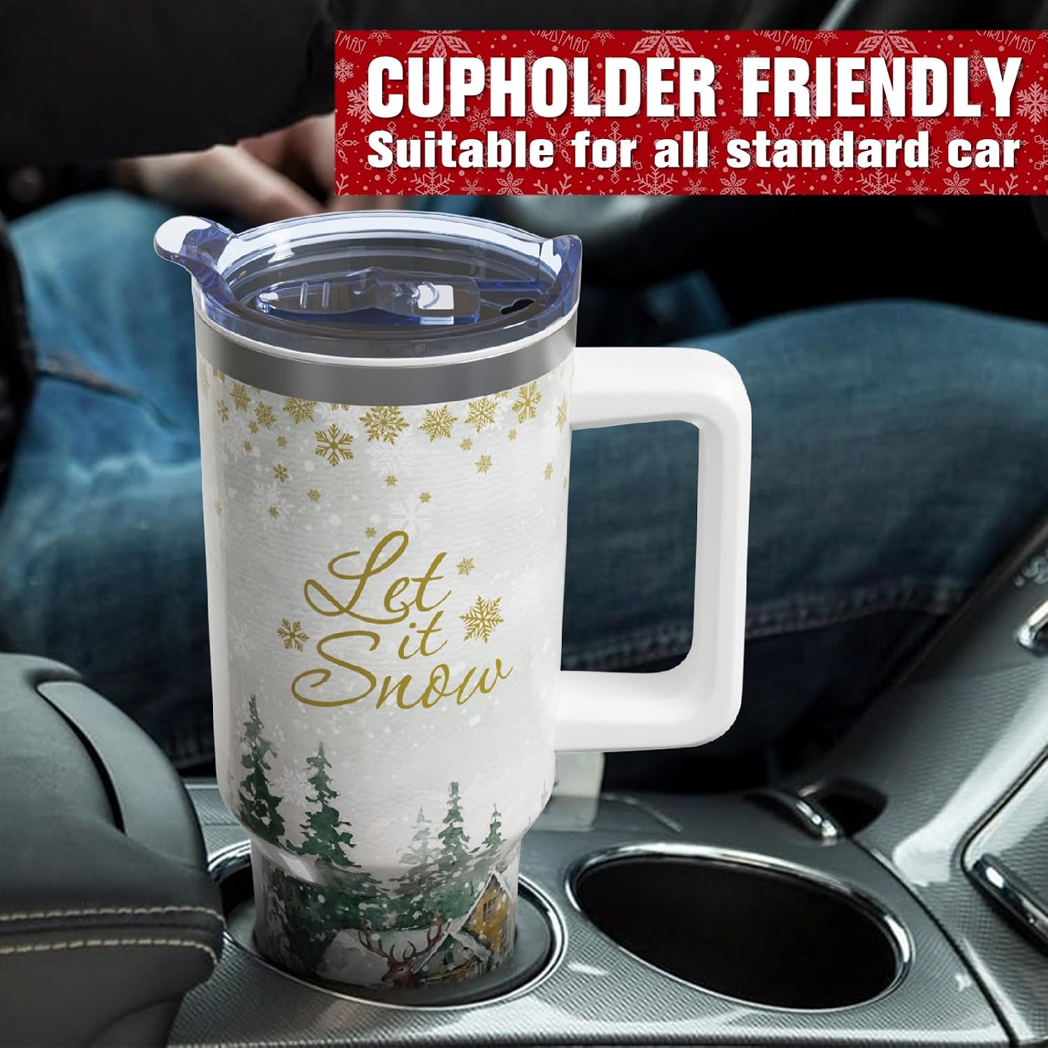 40 oz Christmas Deer Tree Stainless Steel Vacuum Insulated Travel Tumbler