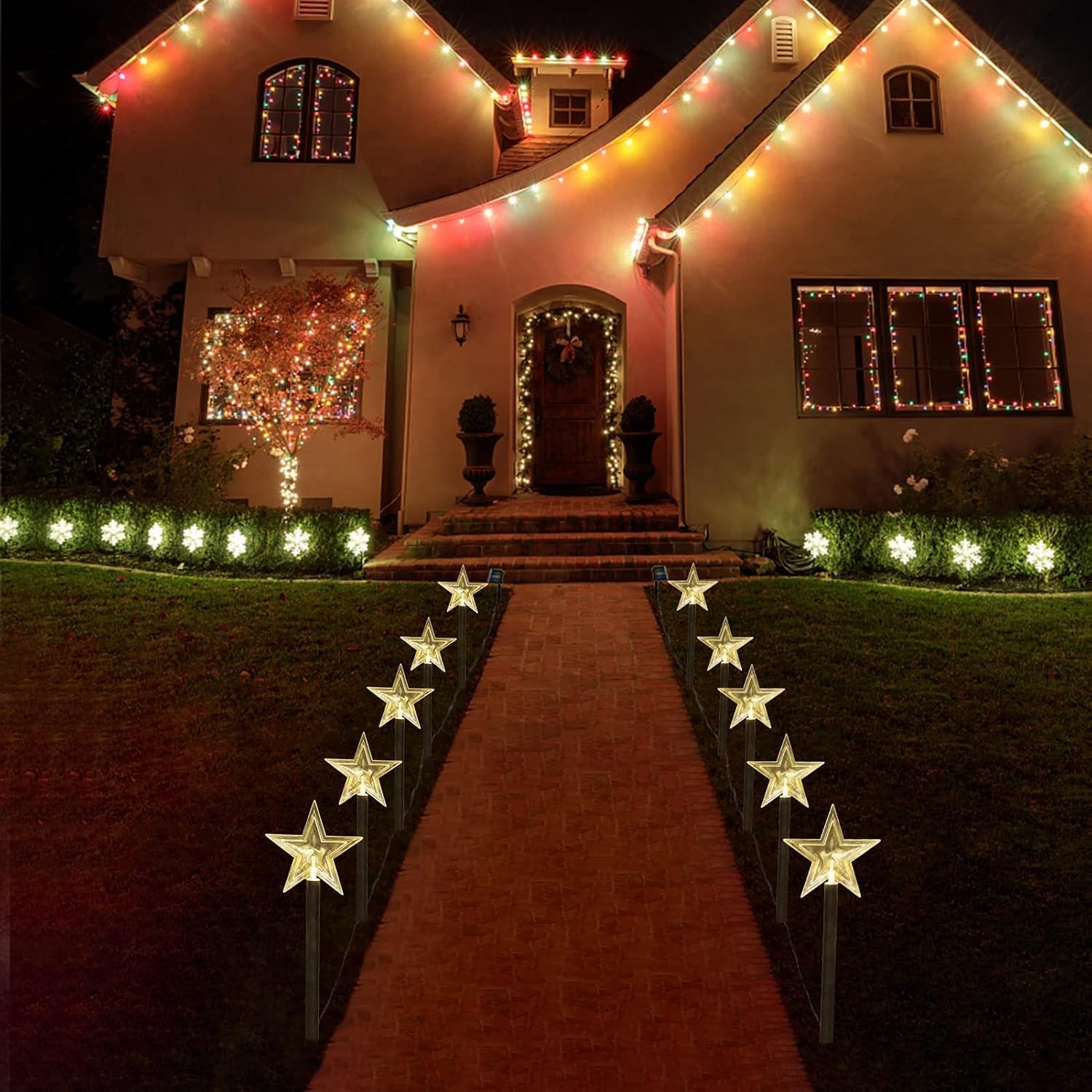 5 Piece Solar Christmas Tree Pathway Lights for Outdoor Decor