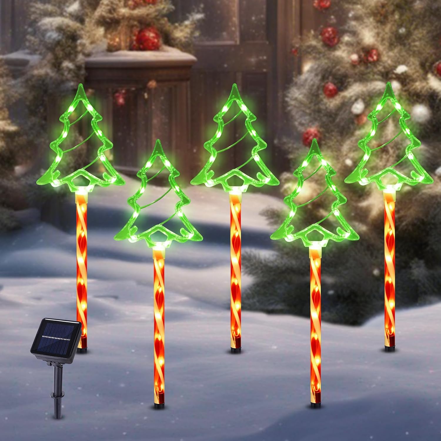 Solar Christmas Tree Pathway Lights for Outdoor Decorations