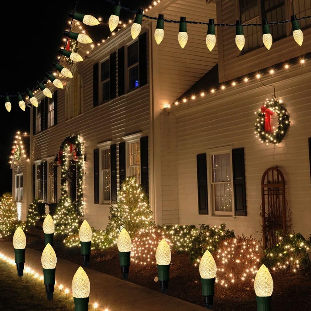 Solar Christmas Pathway String Lights with Stakes for Outdoor Decor