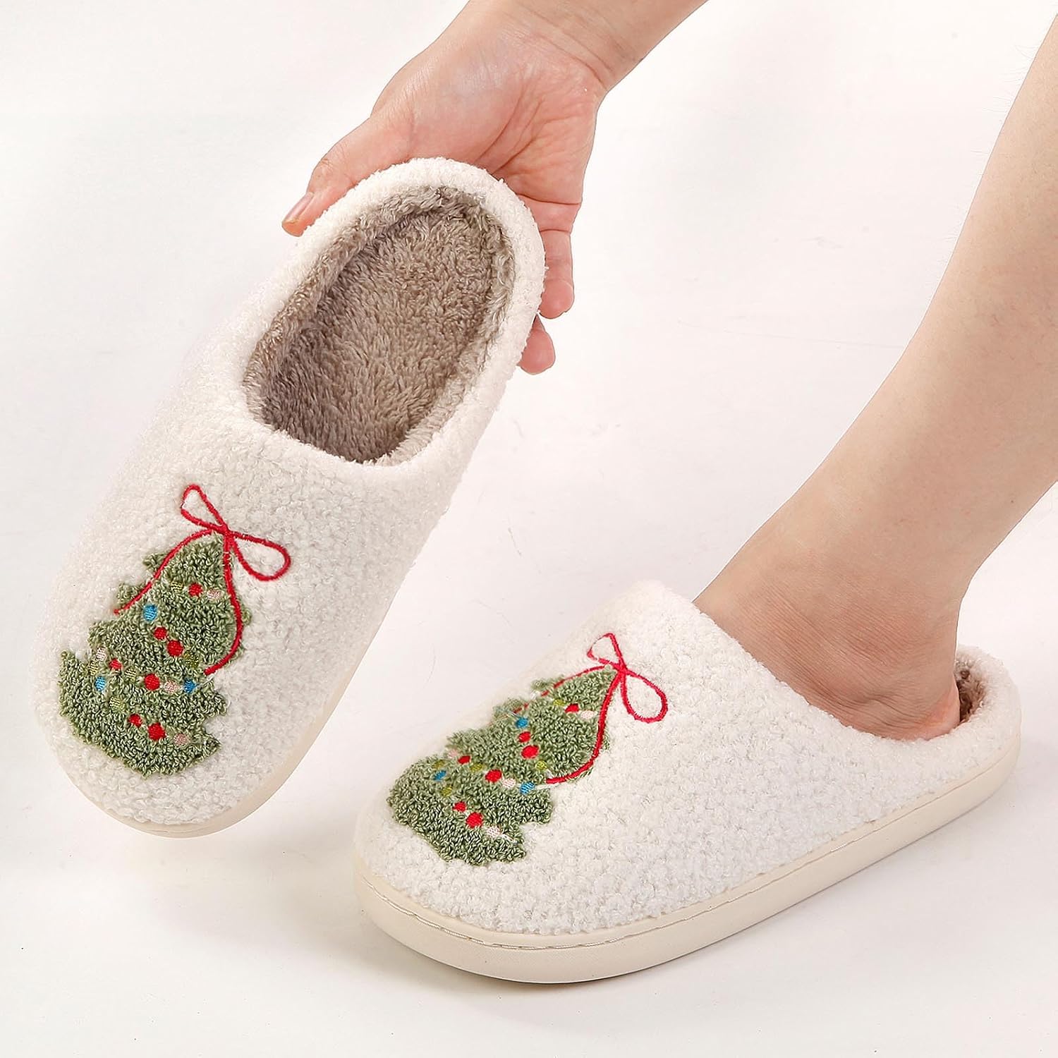 Christmas Memory Foam Winter House Slippers for Women and Men