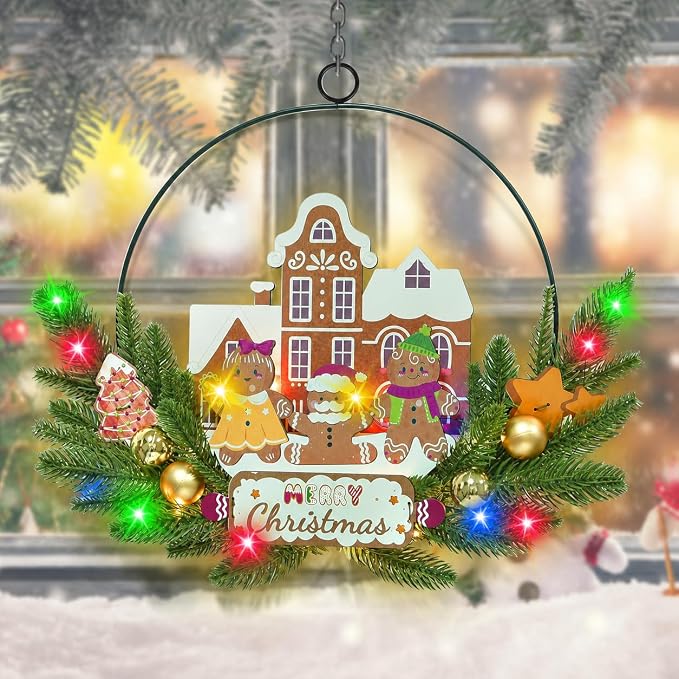 Christmas Wreath for Front Door With Warm Holiday Glow