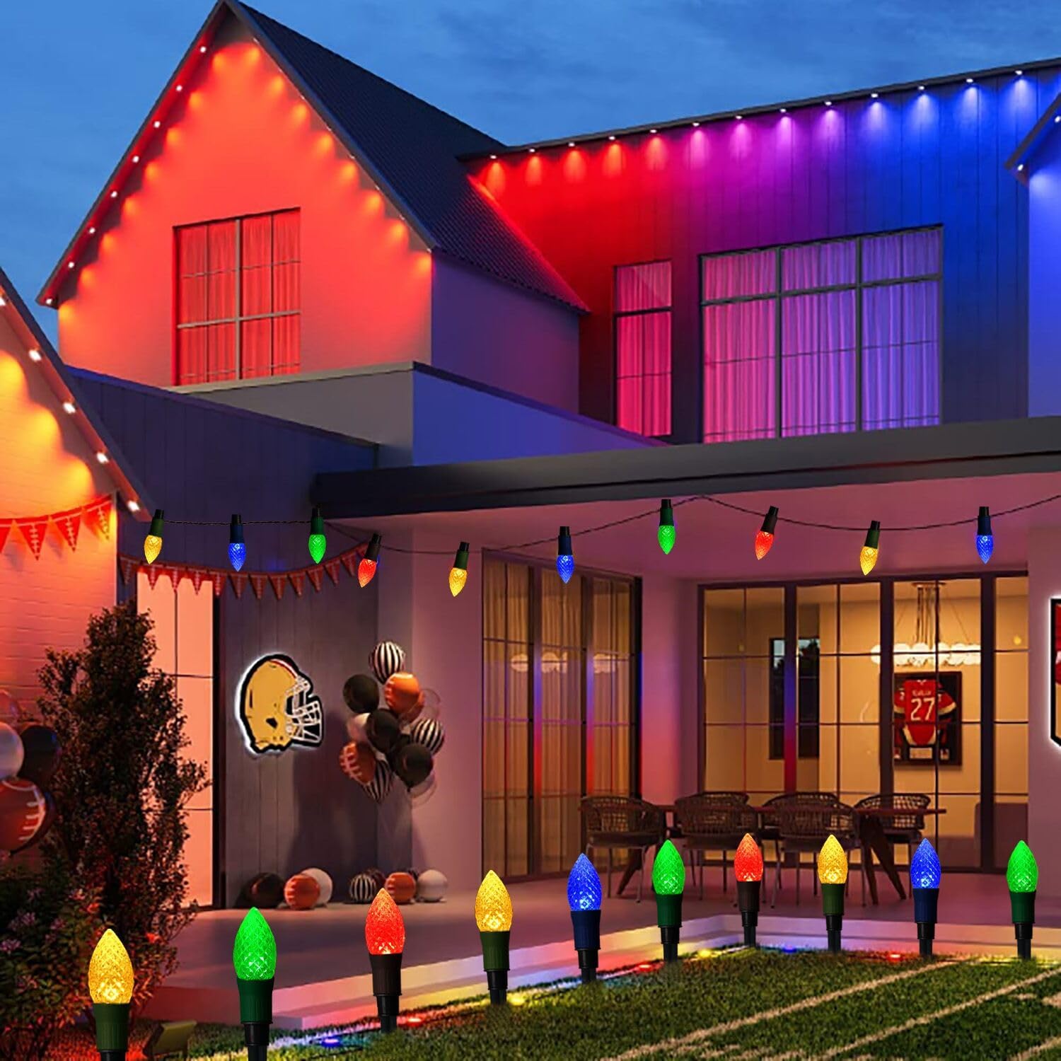 Solar Christmas Pathway String Lights with Stakes for Outdoor Decor
