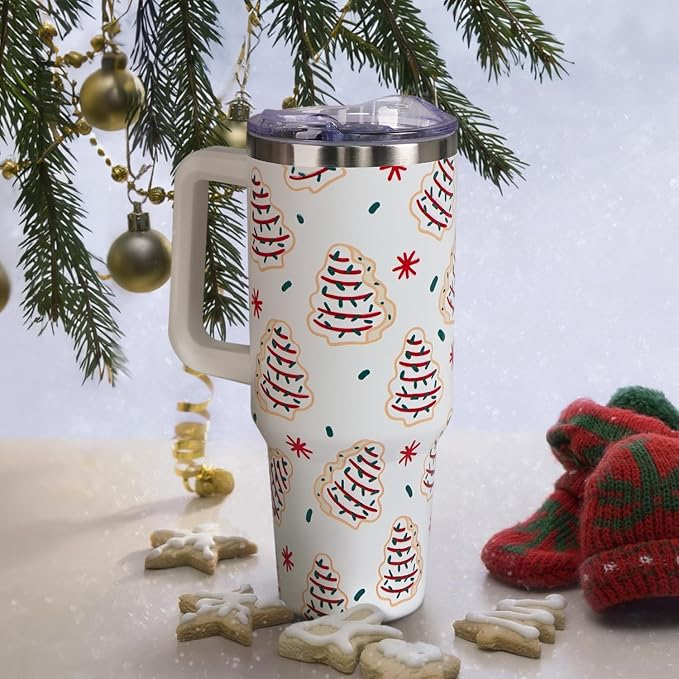 40 oz Christmas Tree Tumbler with Lid and Straw