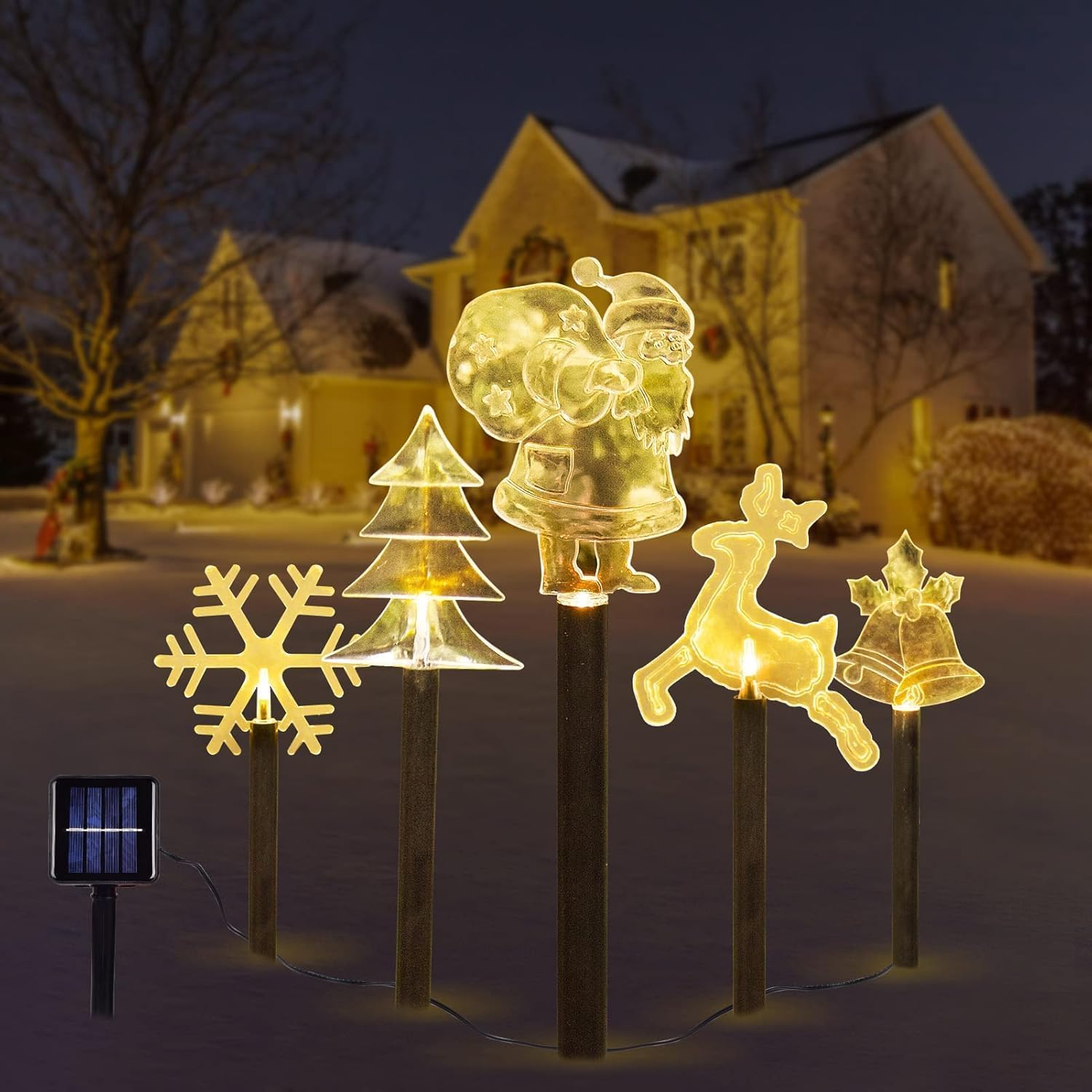 5 Piece Solar Christmas Tree Pathway Lights for Outdoor Decor