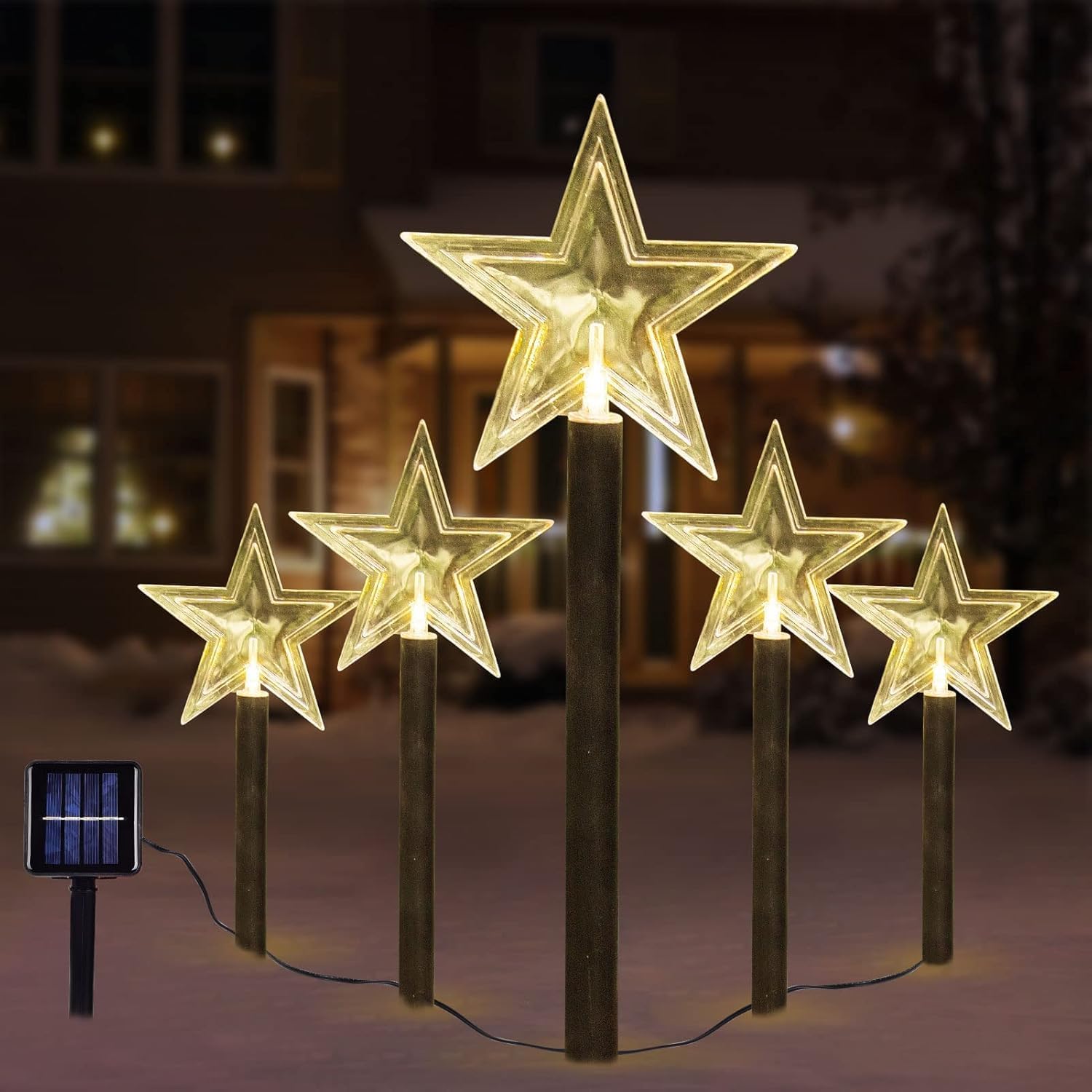 5 Piece Solar Christmas Tree Pathway Lights for Outdoor Decor
