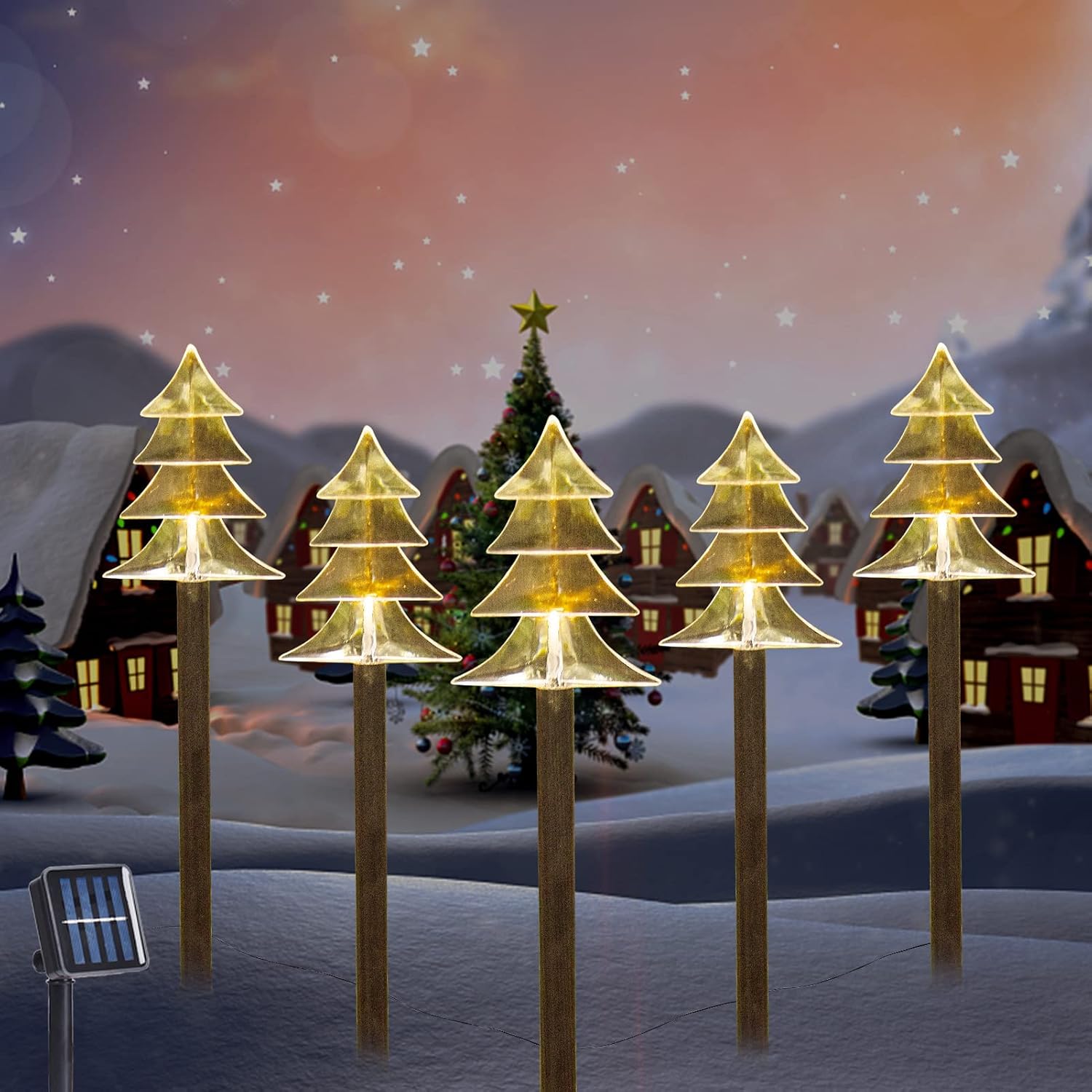 Solar Christmas Tree Pathway Lights for Outdoor Decorations
