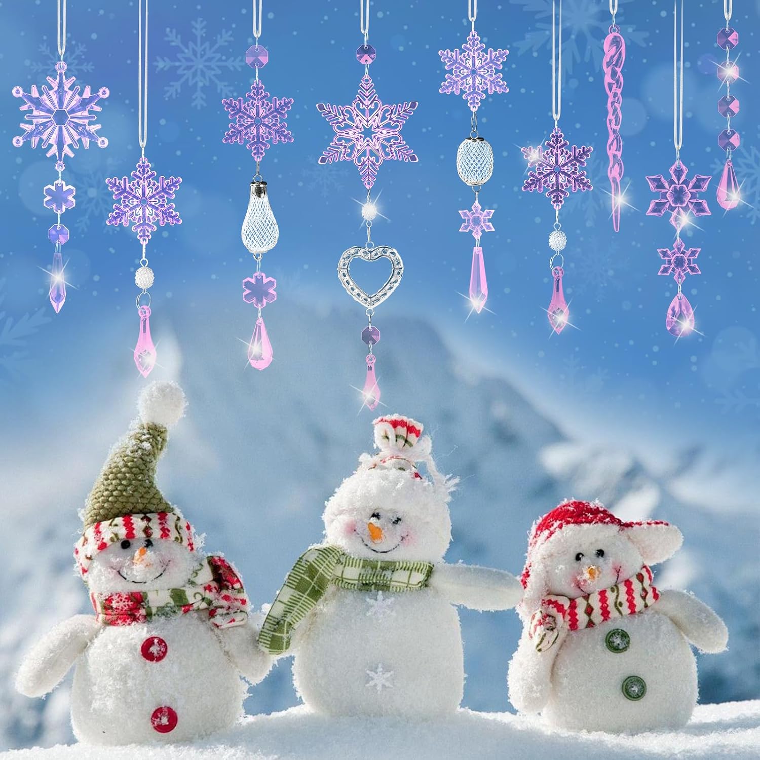 21 Piece Of Christmas Tree Ornaments Snowflake Hanging Decor Pendant Set