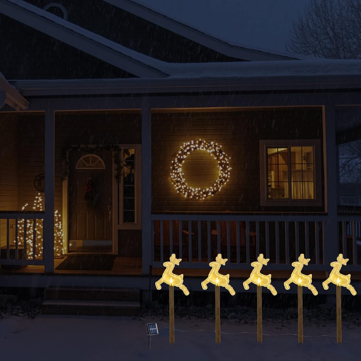 5 Piece Solar Christmas Tree Pathway Lights for Outdoor Decor