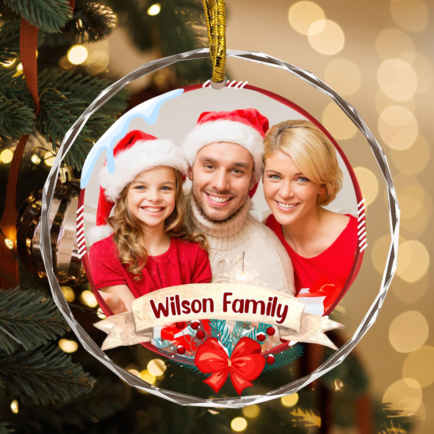 Personalized Dog Photo Crystal Ornament For Christmas Decor  