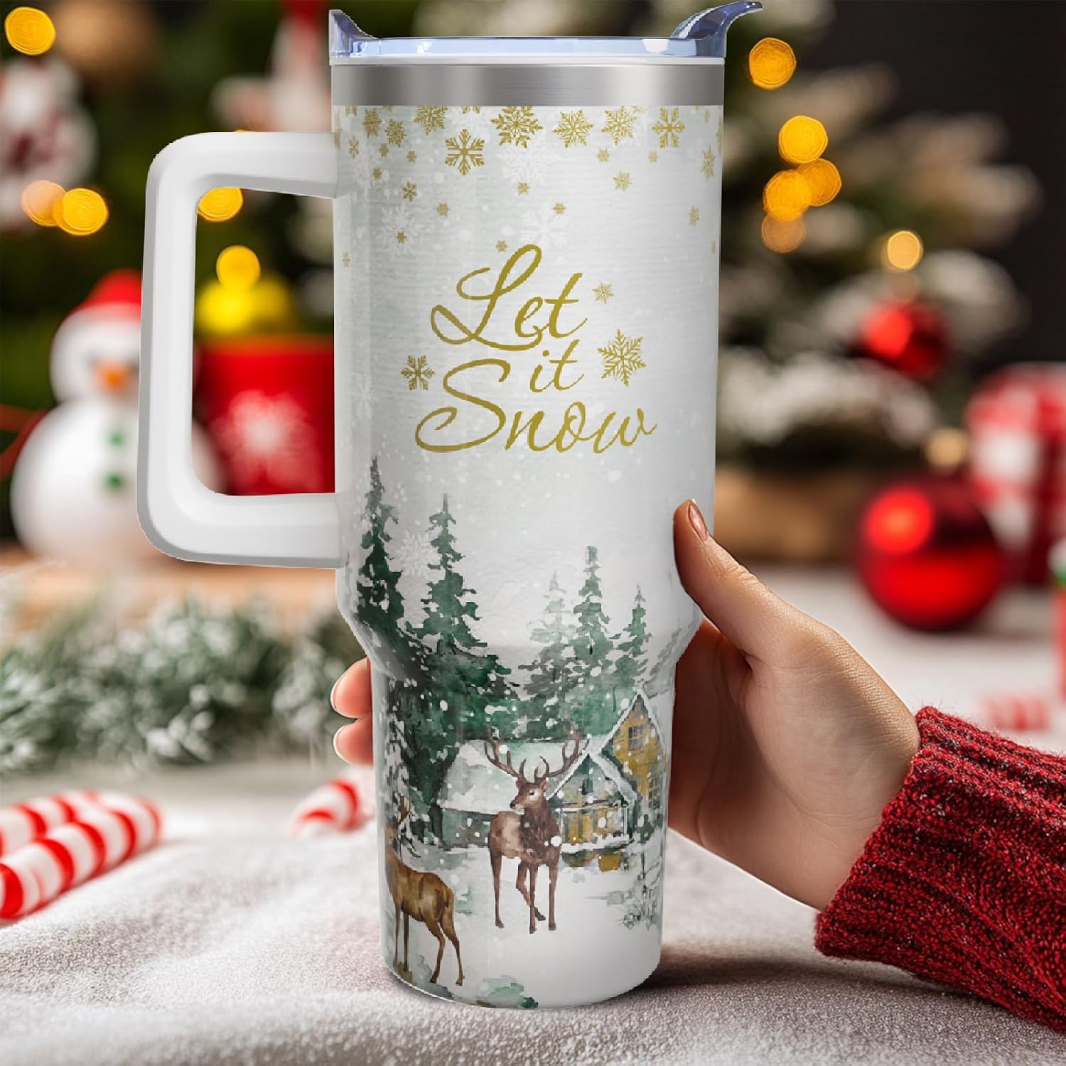 40 oz Christmas Deer Tree Stainless Steel Vacuum Insulated Travel Tumbler