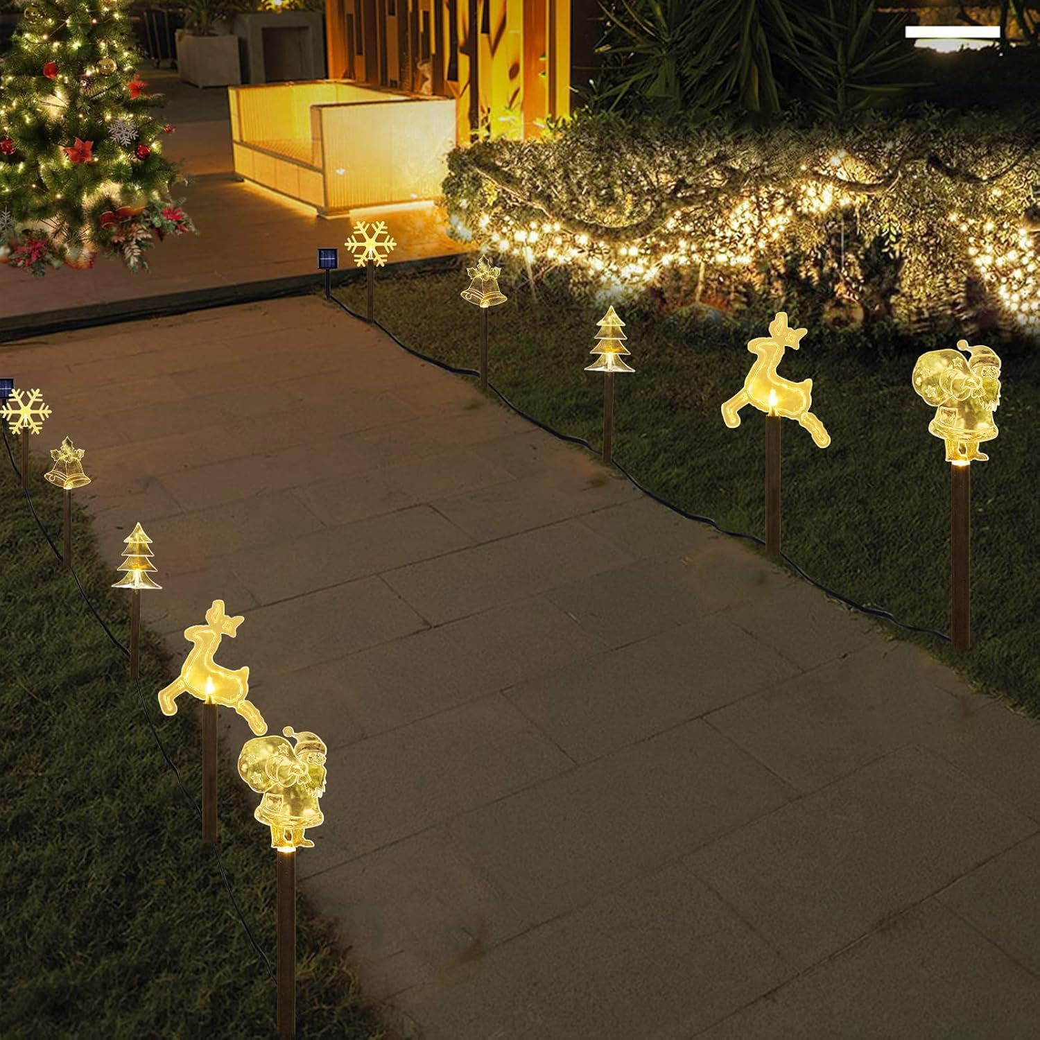 5 Piece Solar Christmas Tree Pathway Lights for Outdoor Decor