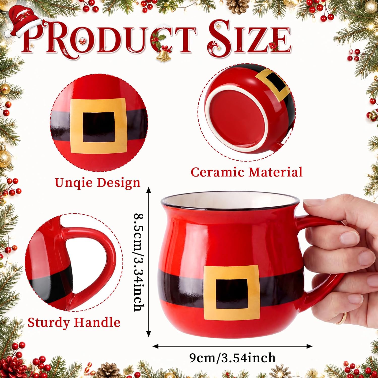 6 Pieces Christmas Themed Coffee Mugs With Handle