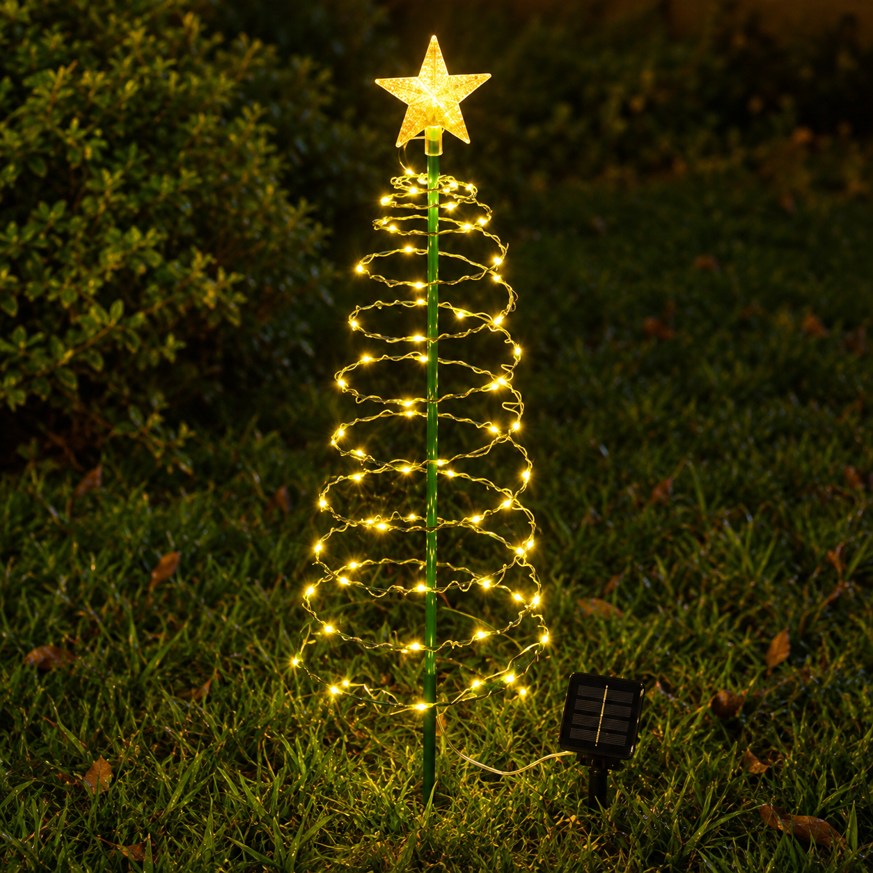 Solar Powered Iron Christmas Tree Lights For Outdoor Garden Decor