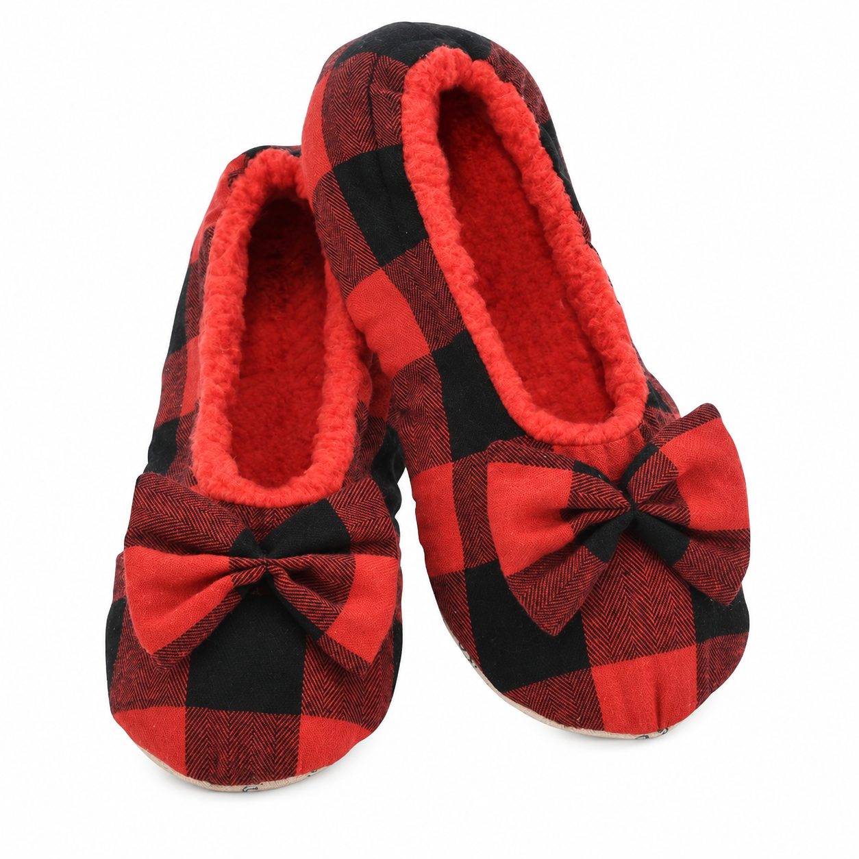 Christmas Buffalo Plaid Ballerina Indoor Wear Slippers for Women