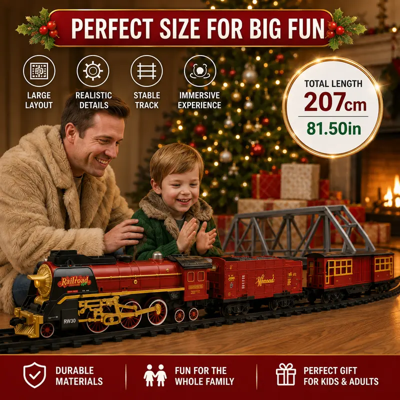 Classic Christmas Railway Train Set With Remote Control