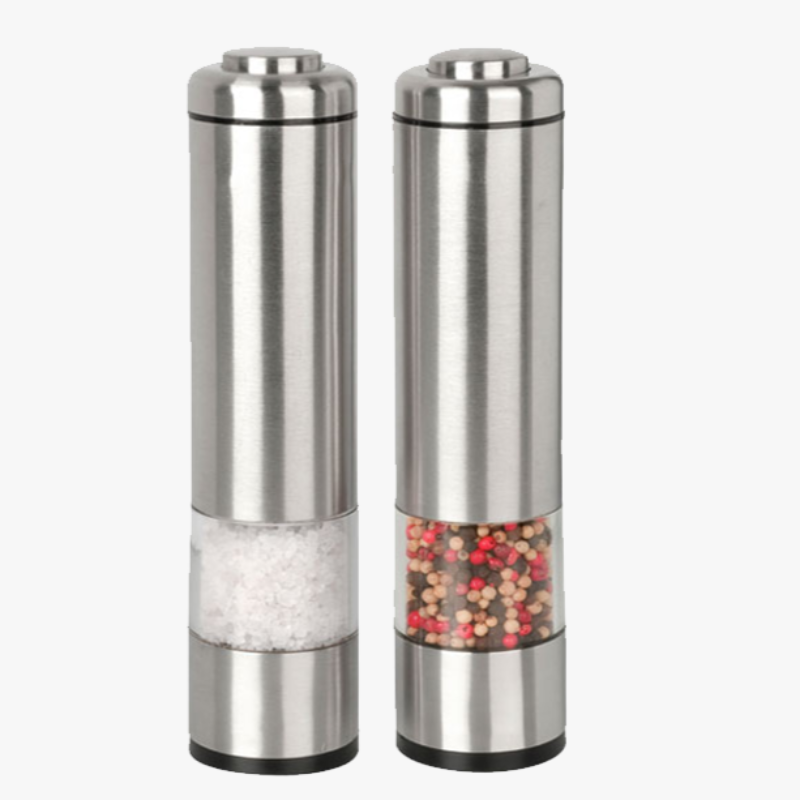 Pair of Brushed Stainless Steel Electric Grinders - Salt & Pepper - FREE SHIP DEALS