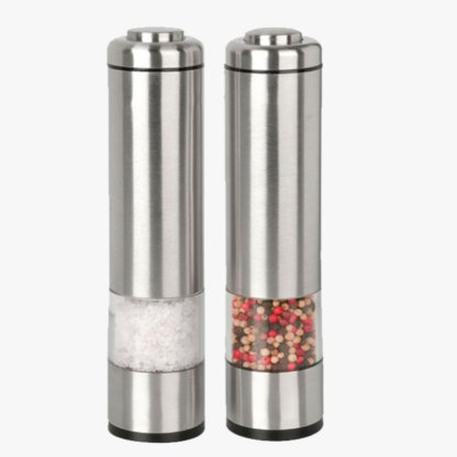 Pair of Brushed Stainless Steel Electric Grinders - Salt & Pepper - FREE SHIP DEALS