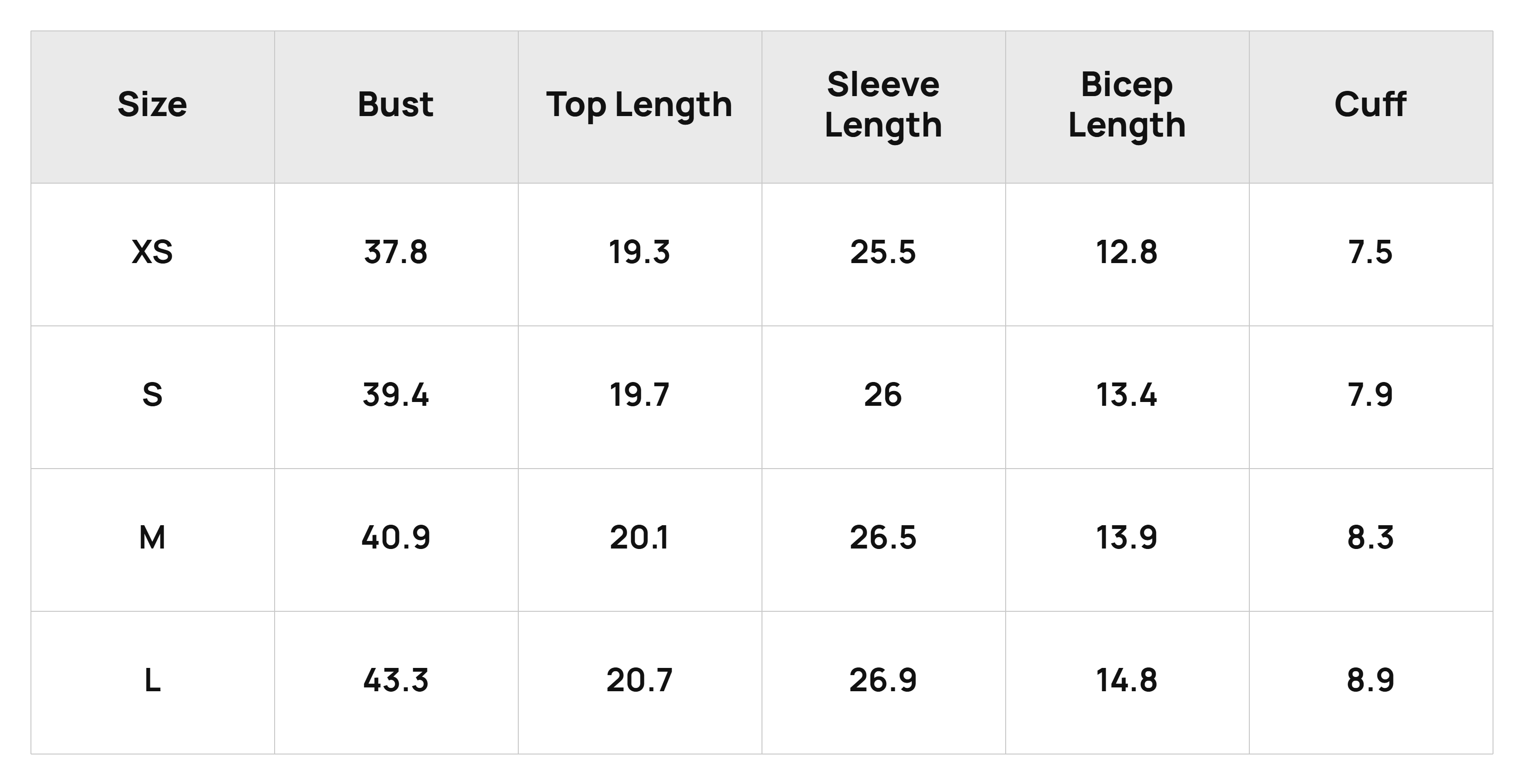 Size Chart