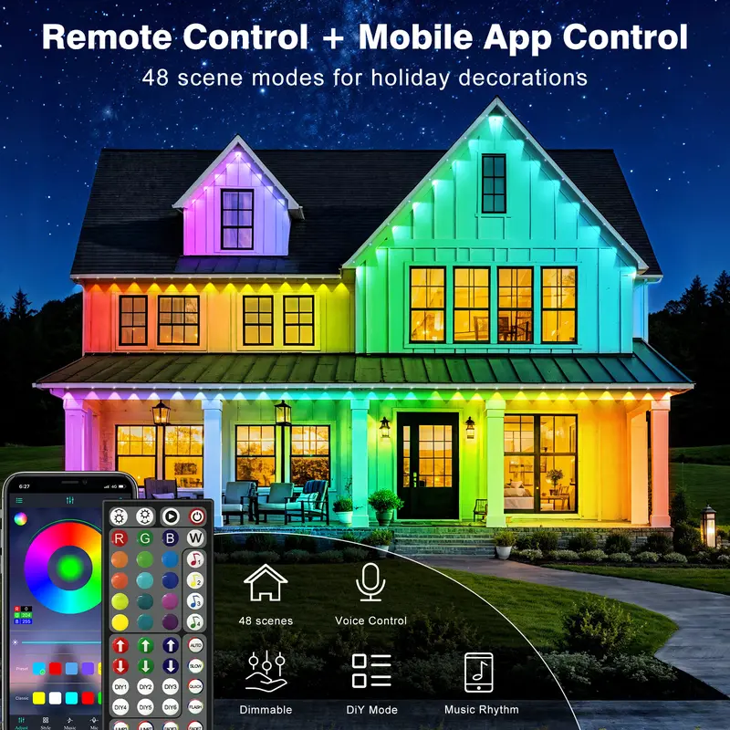 Christmas RGB Eaves Lights With Smart App And Remote Control