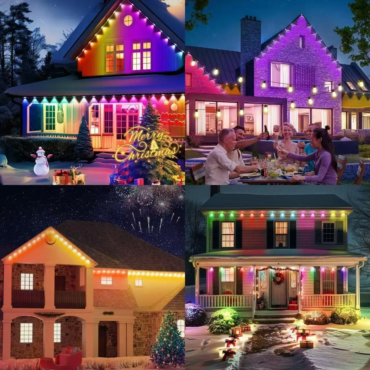Smart ChristmasOutdoor Eaves Lights with App Voice and Remote Control