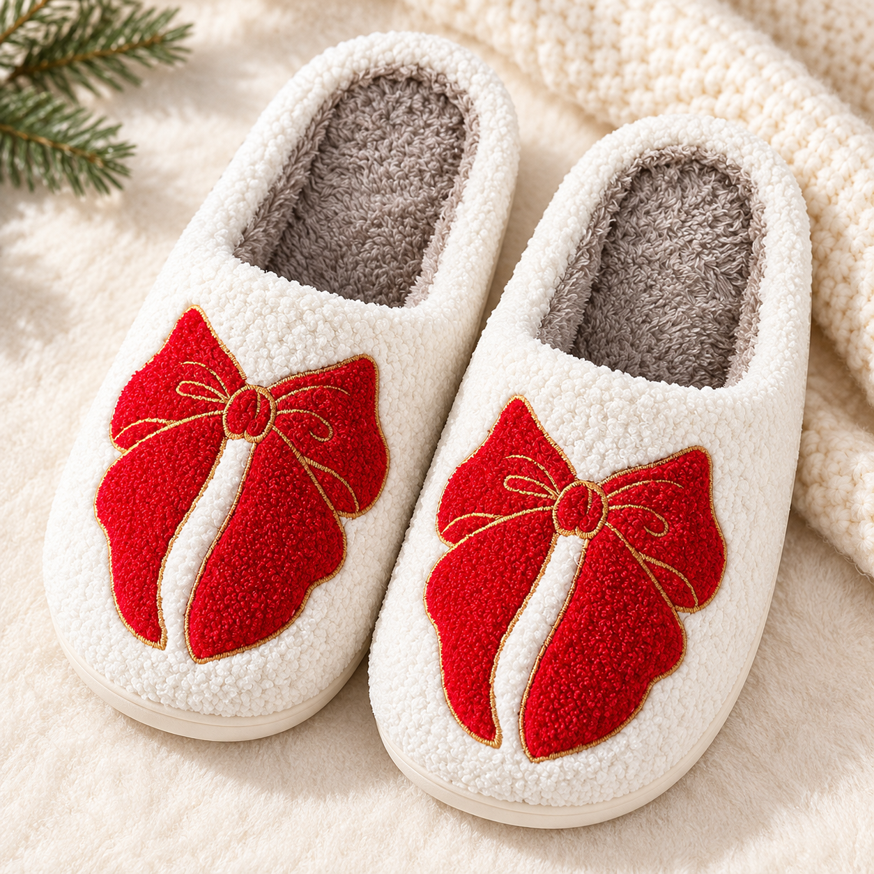 Christmas Memory Foam Winter House Slippers For Women And Men