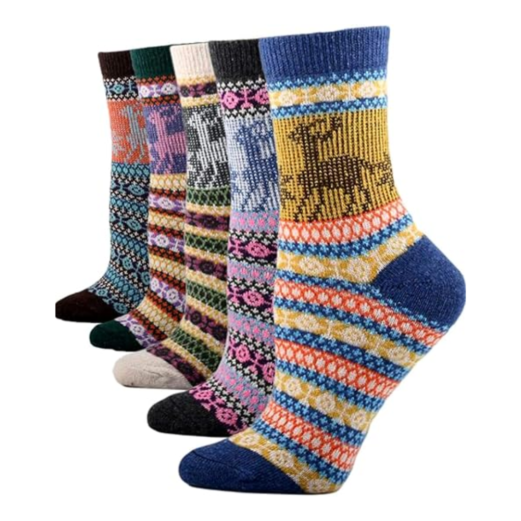 Geometric Knit Crew Pattern Blend Socks