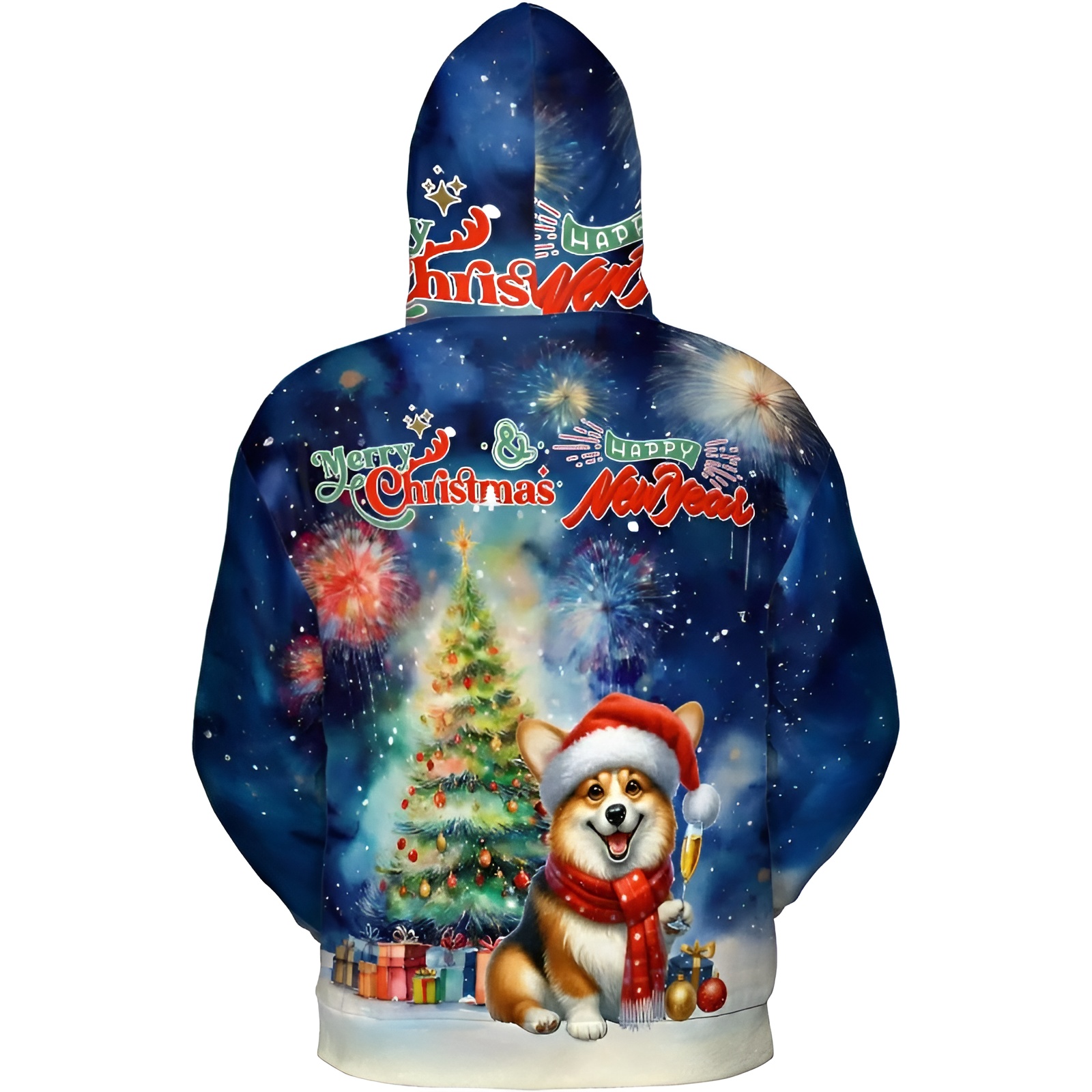 Christmas New Year Santa Dog Holiday Hoodie