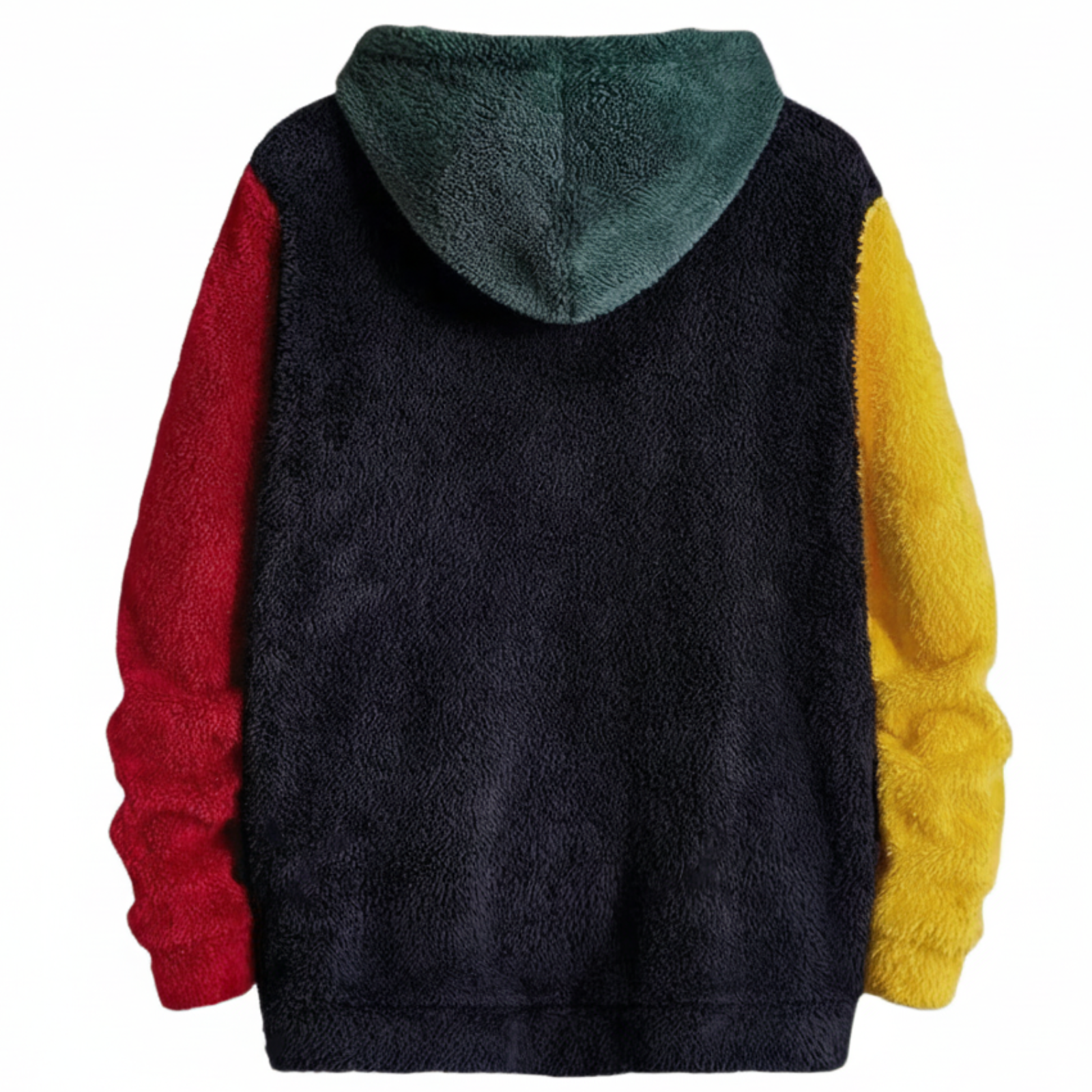 Men Multicolor Fleece Hoodie with Patch