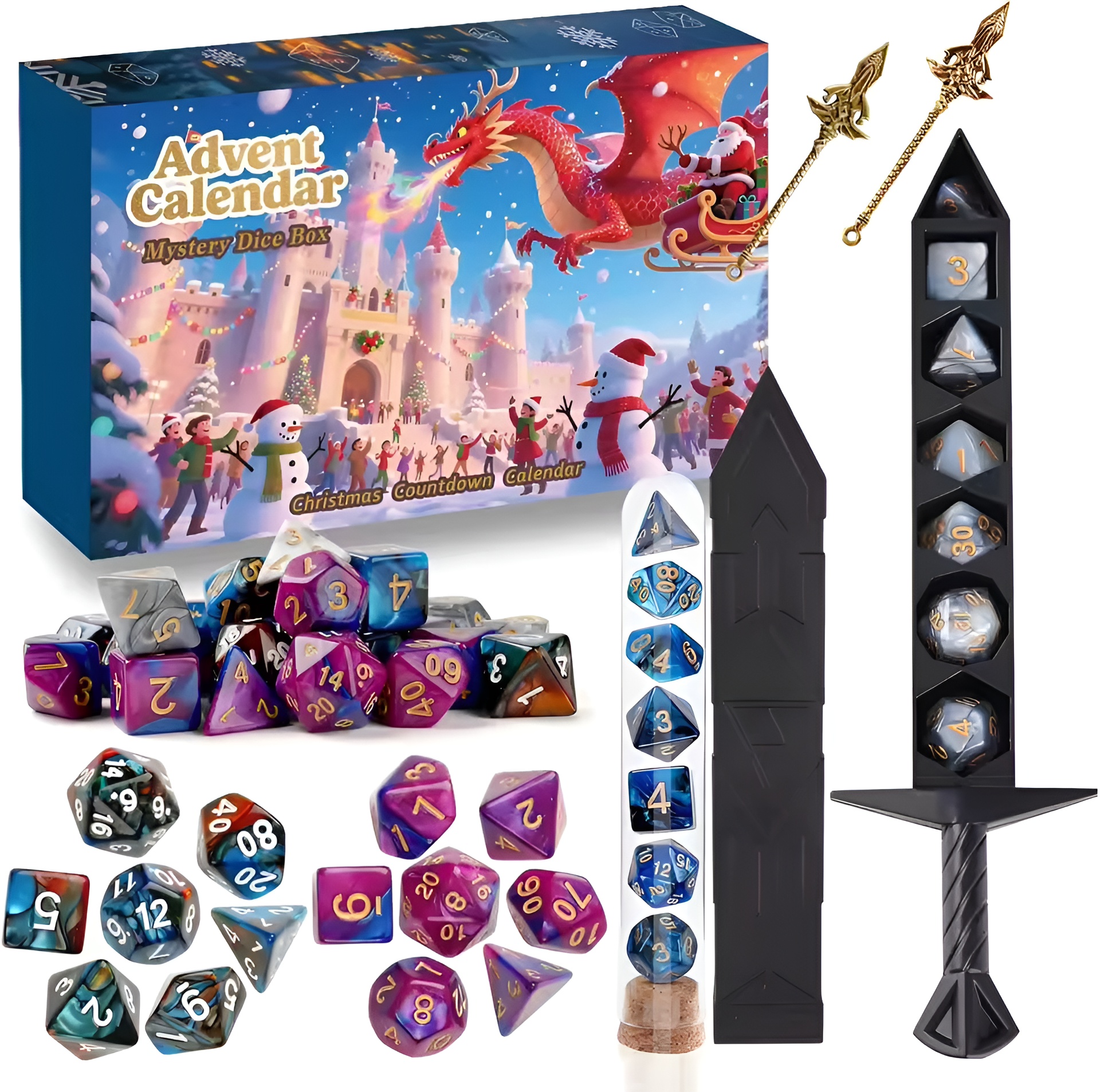 Christmas Advent Calendar 2025 Mystery Dnd Dice Set Vacation Advent Calendar 24 Days