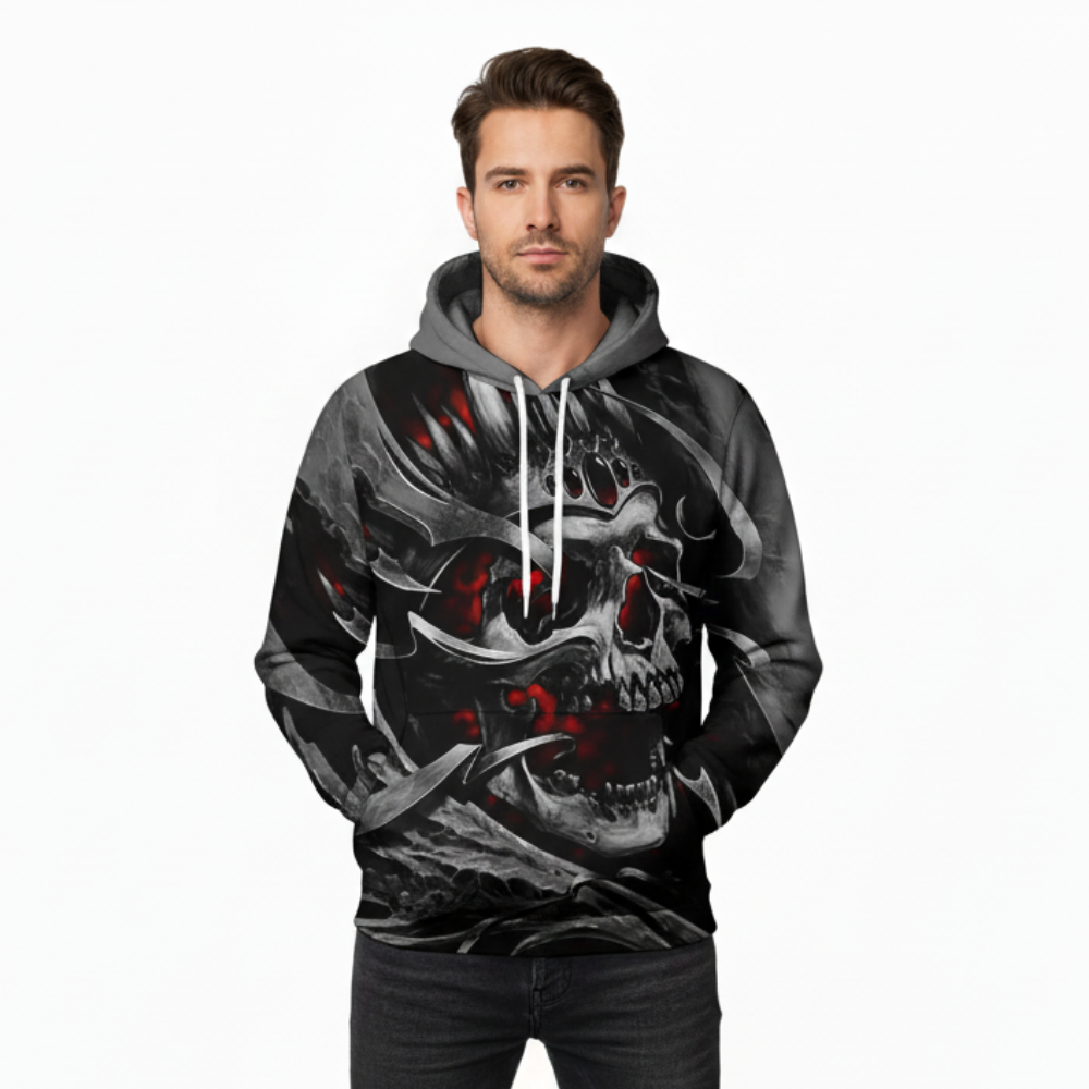 Mens Intimidating Casual Pullover Hoodie For Halloween