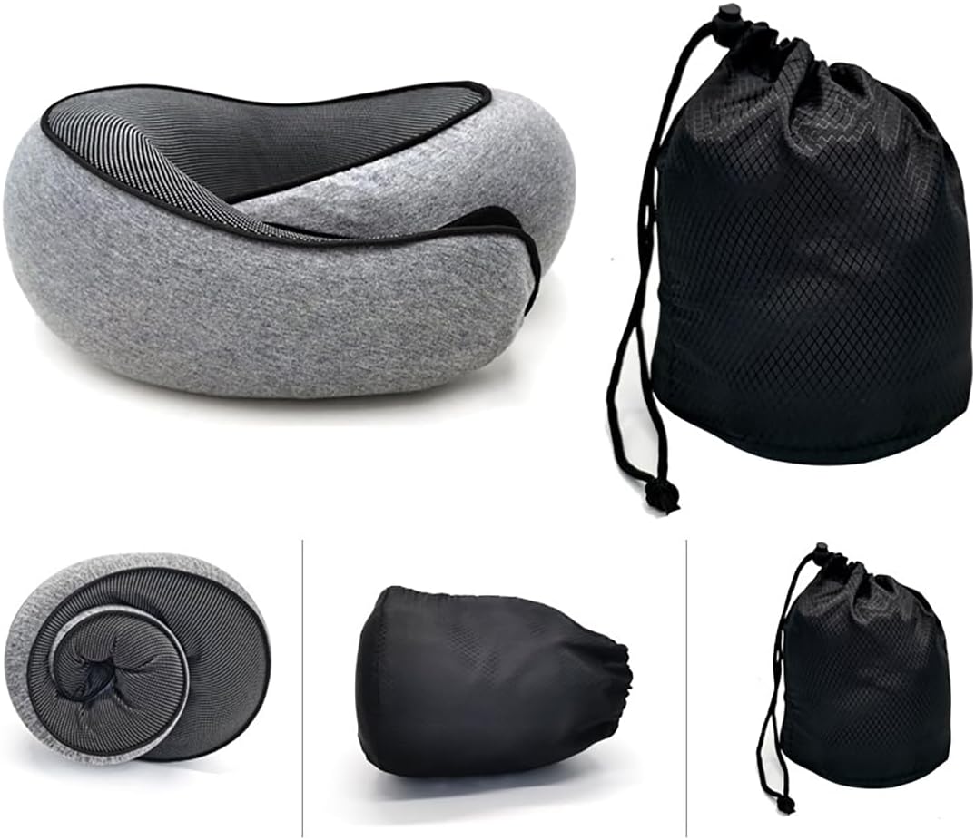 Snail Style Memory Foam Travel Curved Neck Pillow - U-shaped, Portable, Adjustable Support Neck Brace Pillow