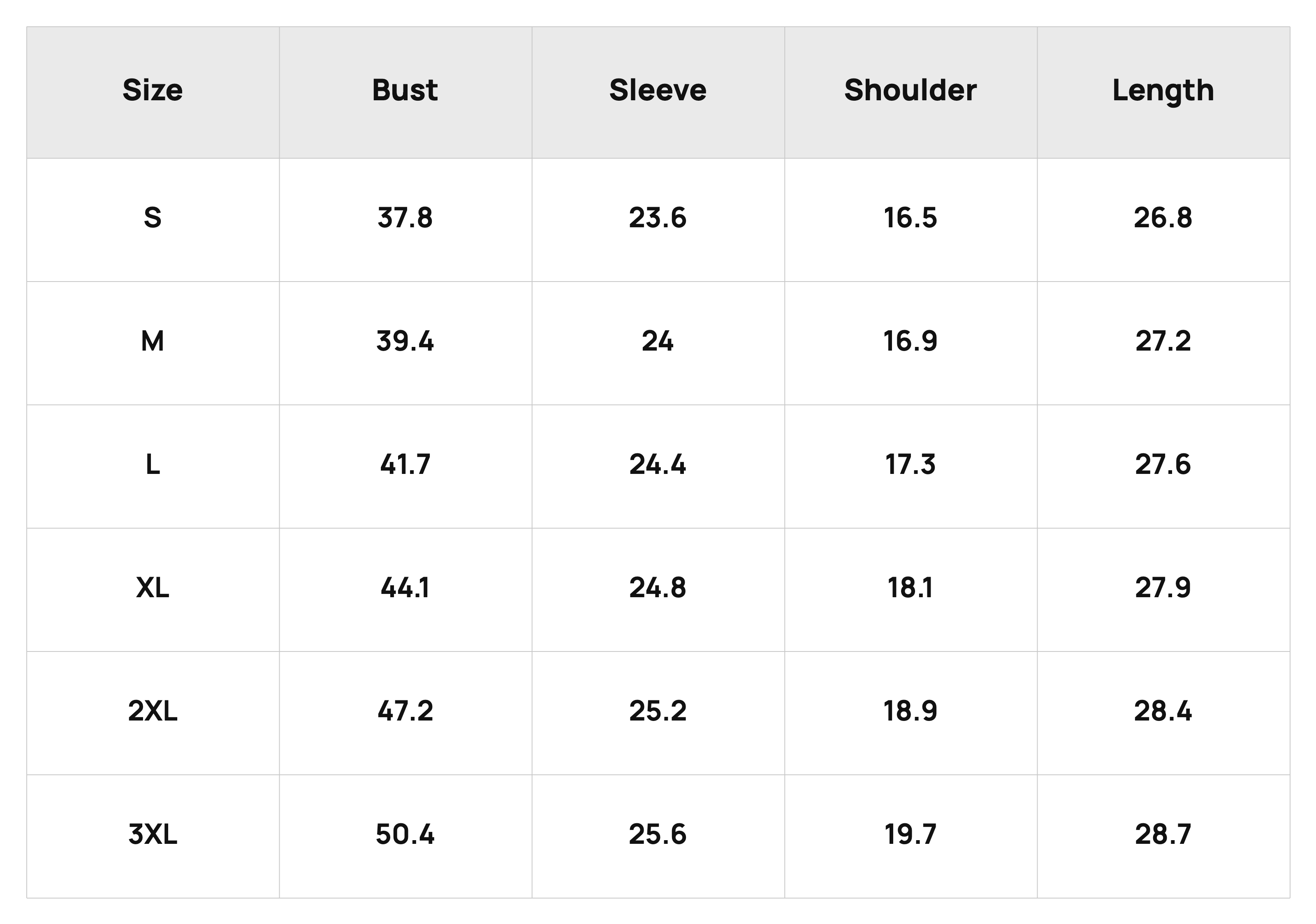 Size Chart