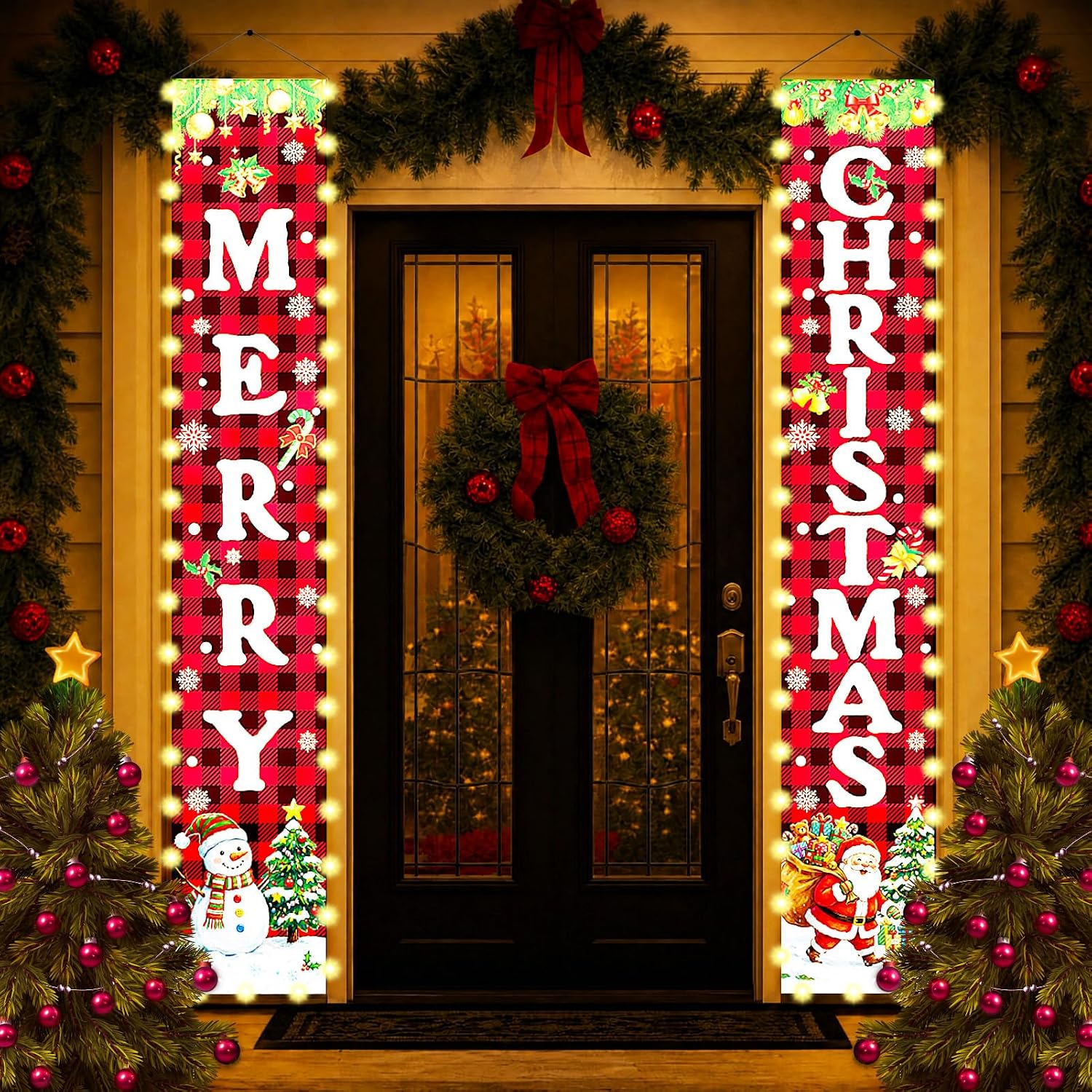 Lighted Christmas Door Banner for Holiday Decorations