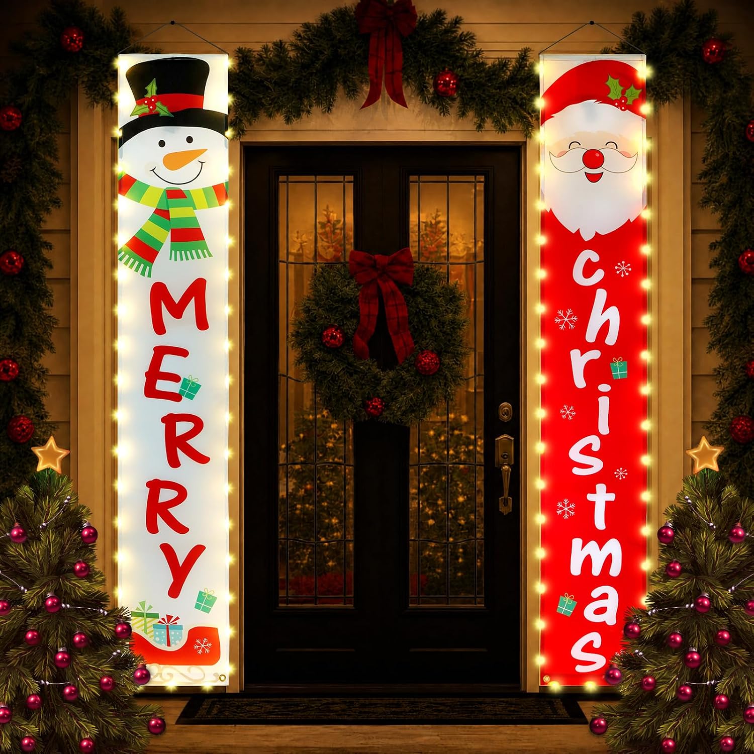 Lighted Christmas Door Banner for Holiday Decorations