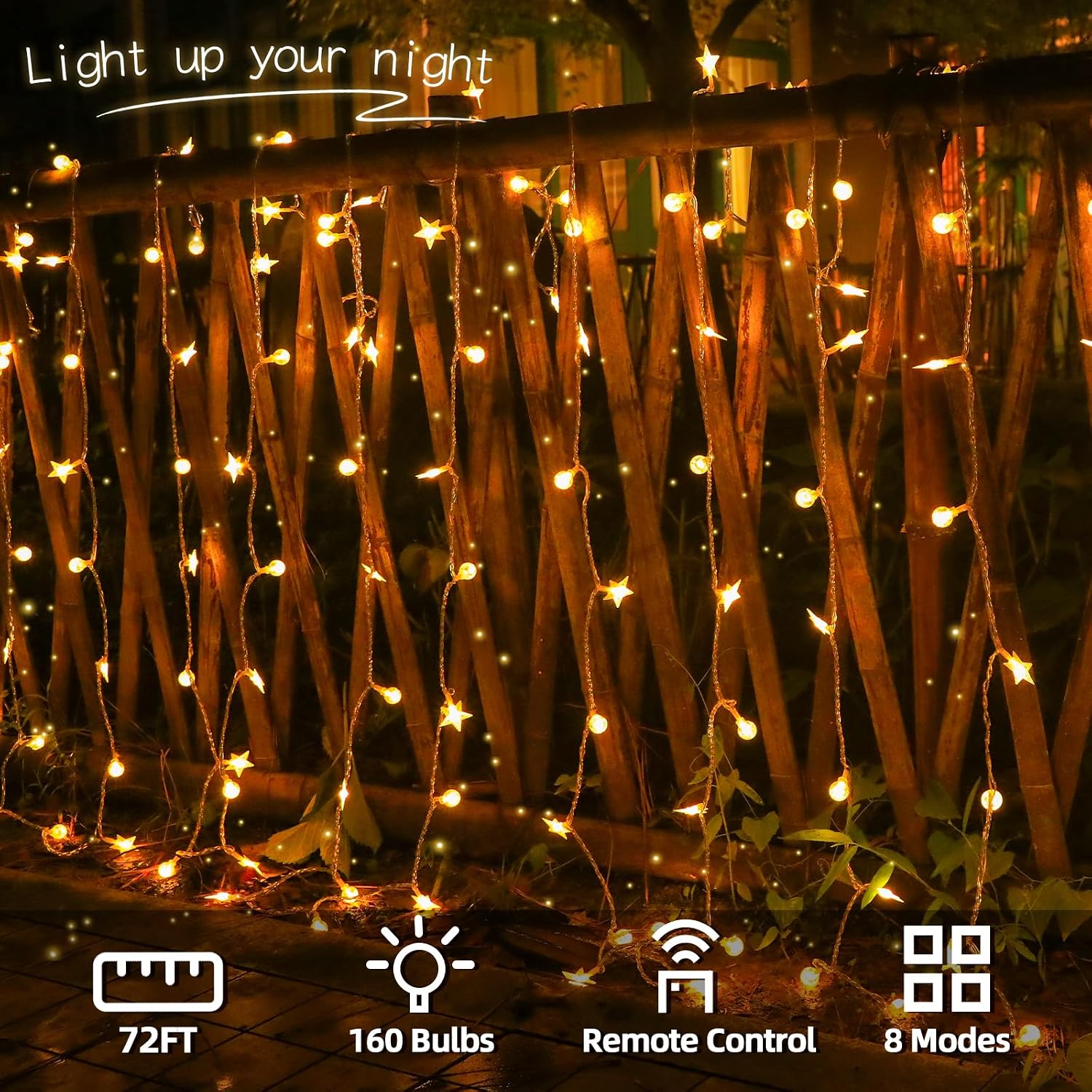 Crystal Globe and Star String Lights with Remote Timer for Indoor and Outdoor Decor