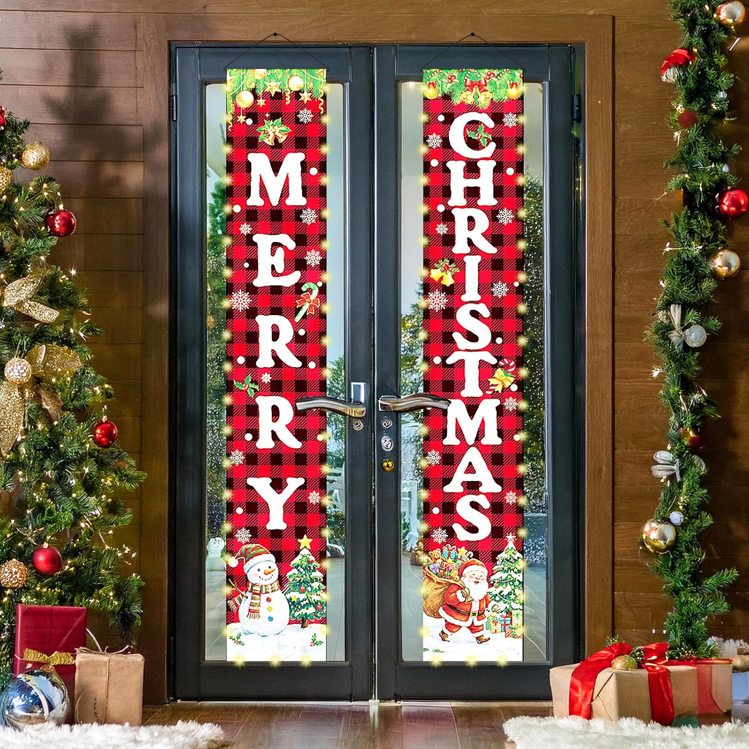 Lighted Christmas Door Banner for Holiday Decorations