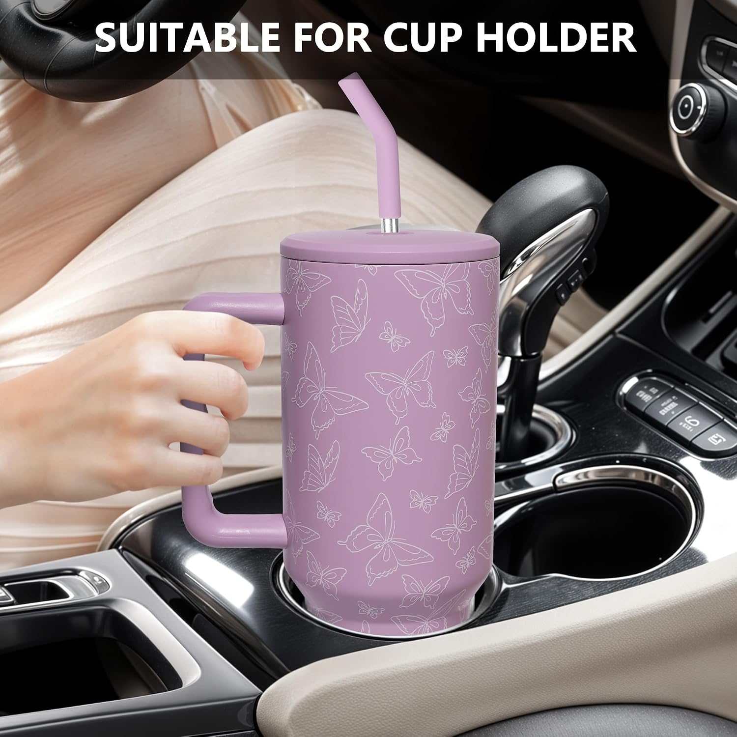 40 oz Butterfly Stainless Steel Vacuum Insulated Tumbler with Straw and Lid