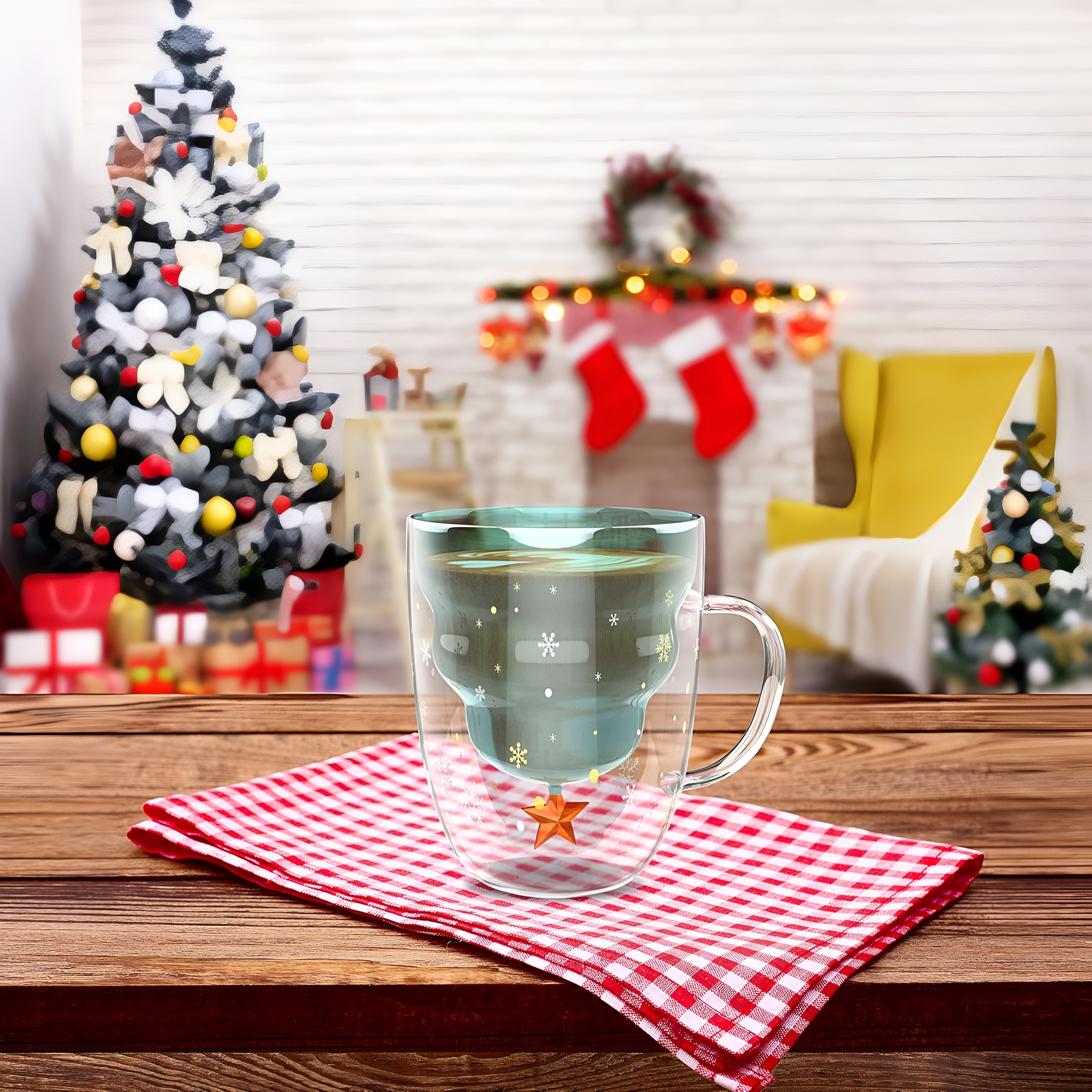 Seasonal Double Wall Glass Mug Set