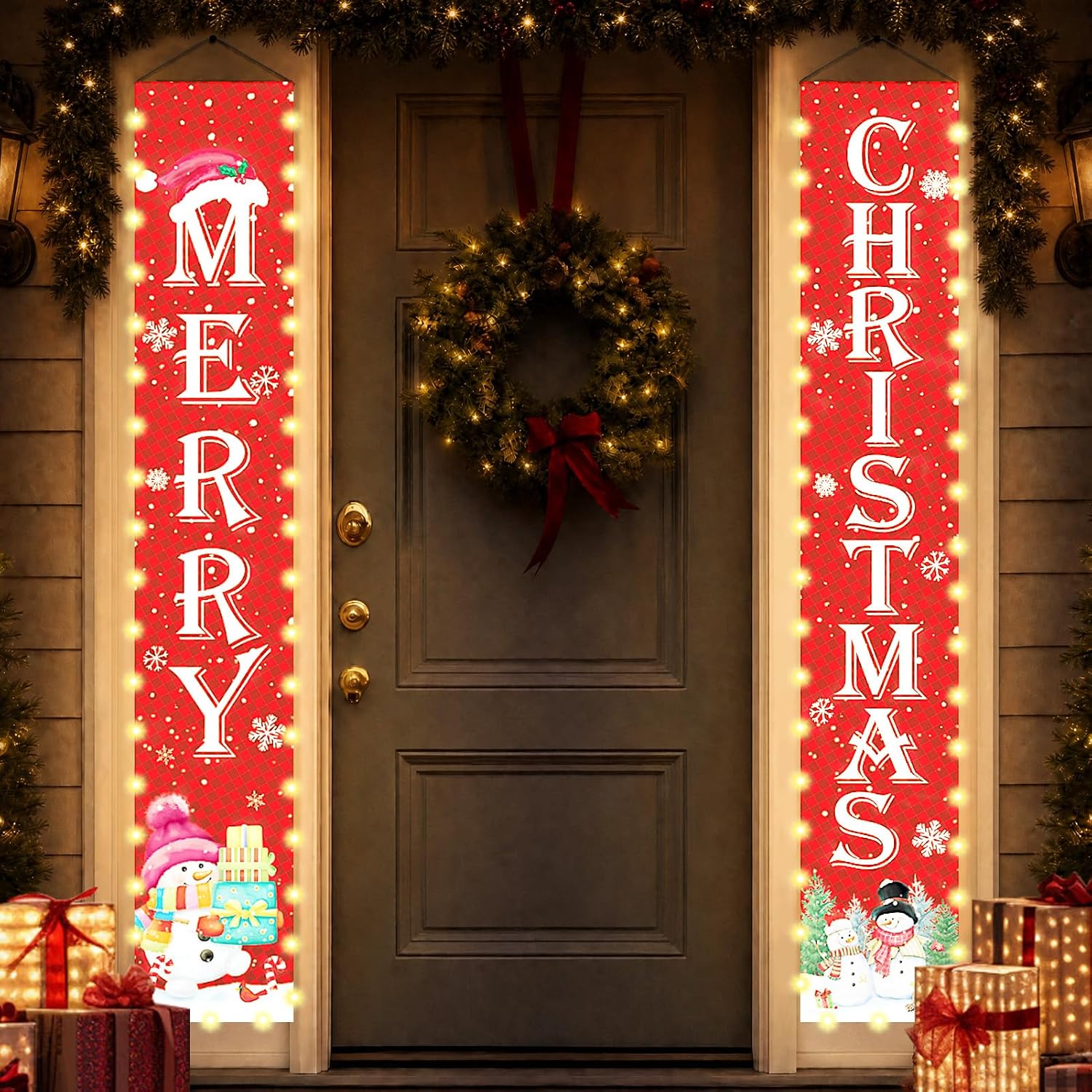 Lighted Christmas Door Banner for Holiday Decorations