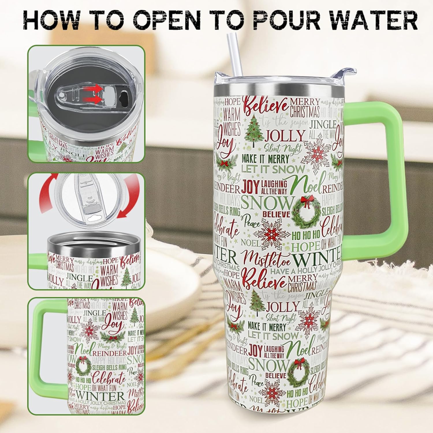 40 oz Christmas Tree Stainless Steel Insulated Travel Tumbler