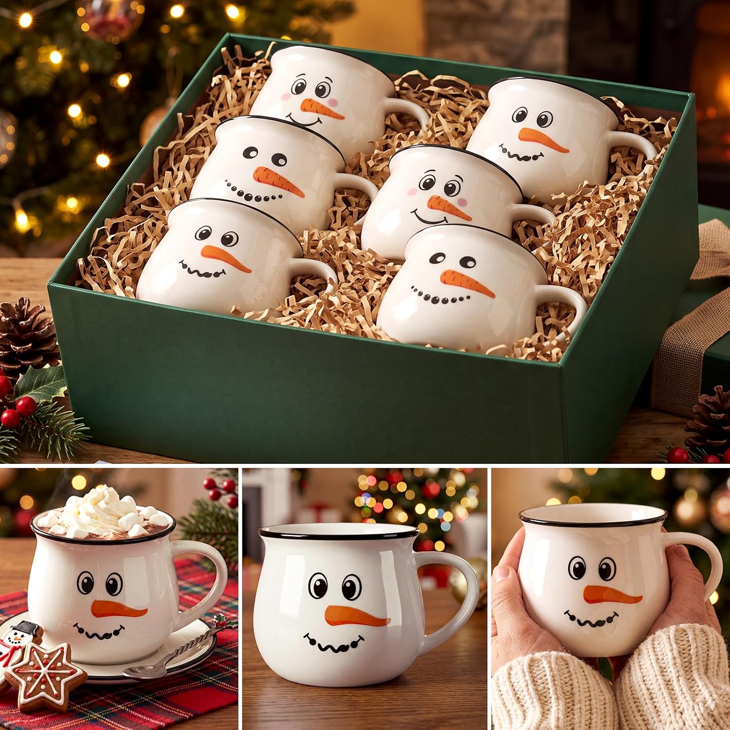 6 Pieces Christmas Themed Coffee Mugs With Handle