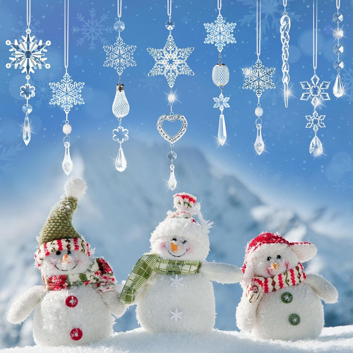 21 Piece Of Christmas Tree Ornaments Snowflake Hanging Decor Pendant Set