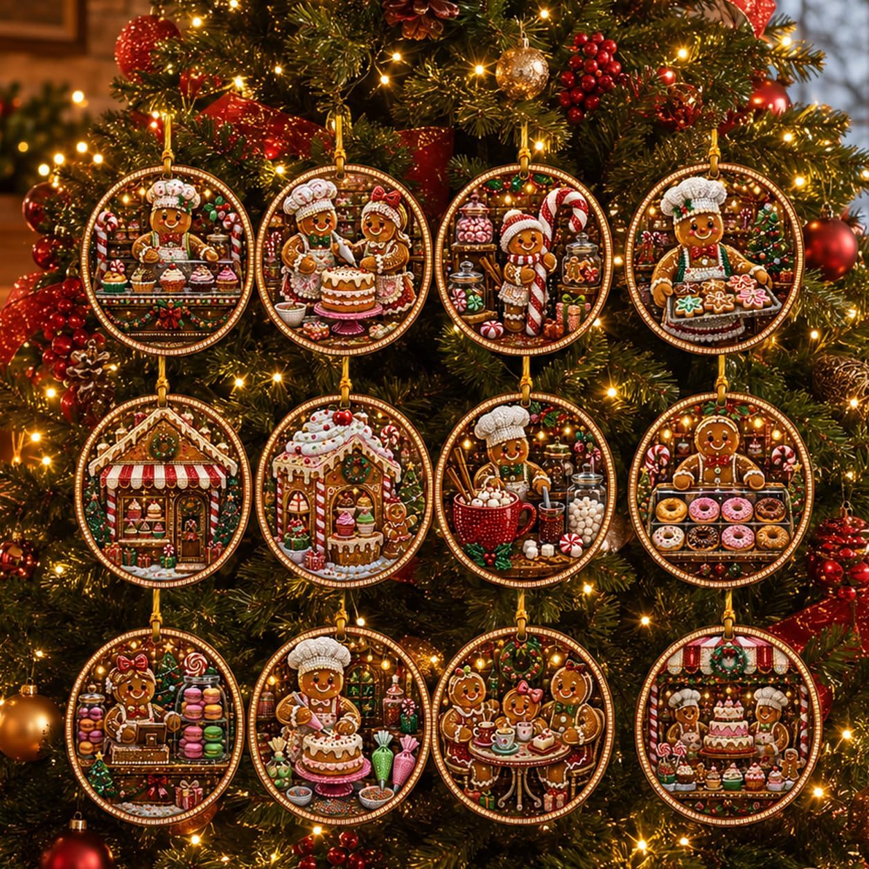 12 Piece Of Diamond Painting Christmas Ornaments DIY Craft Kit For Hanging Decor