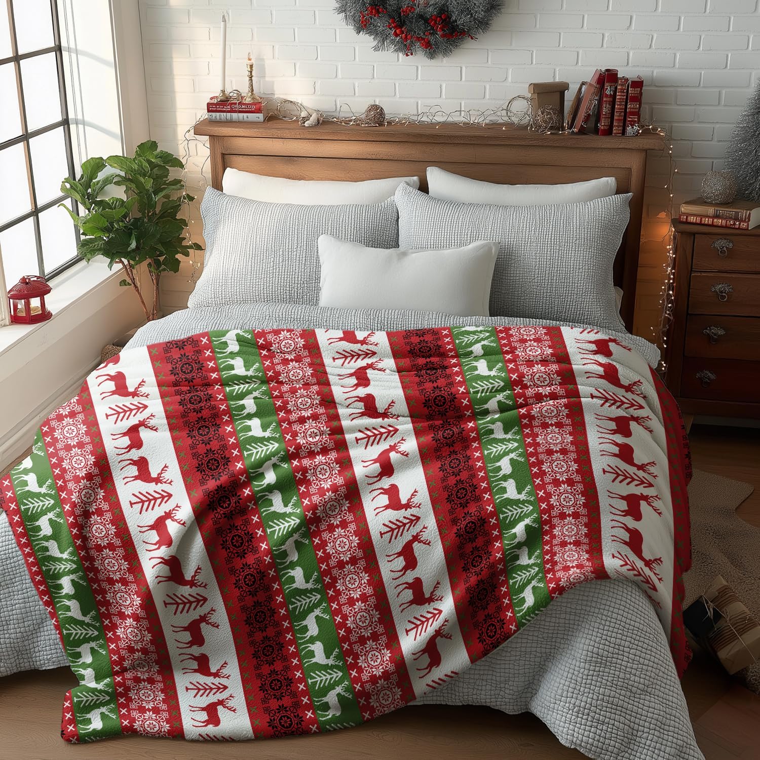 Christmas Reindeer Throw Blanket For Sofa And Bed
