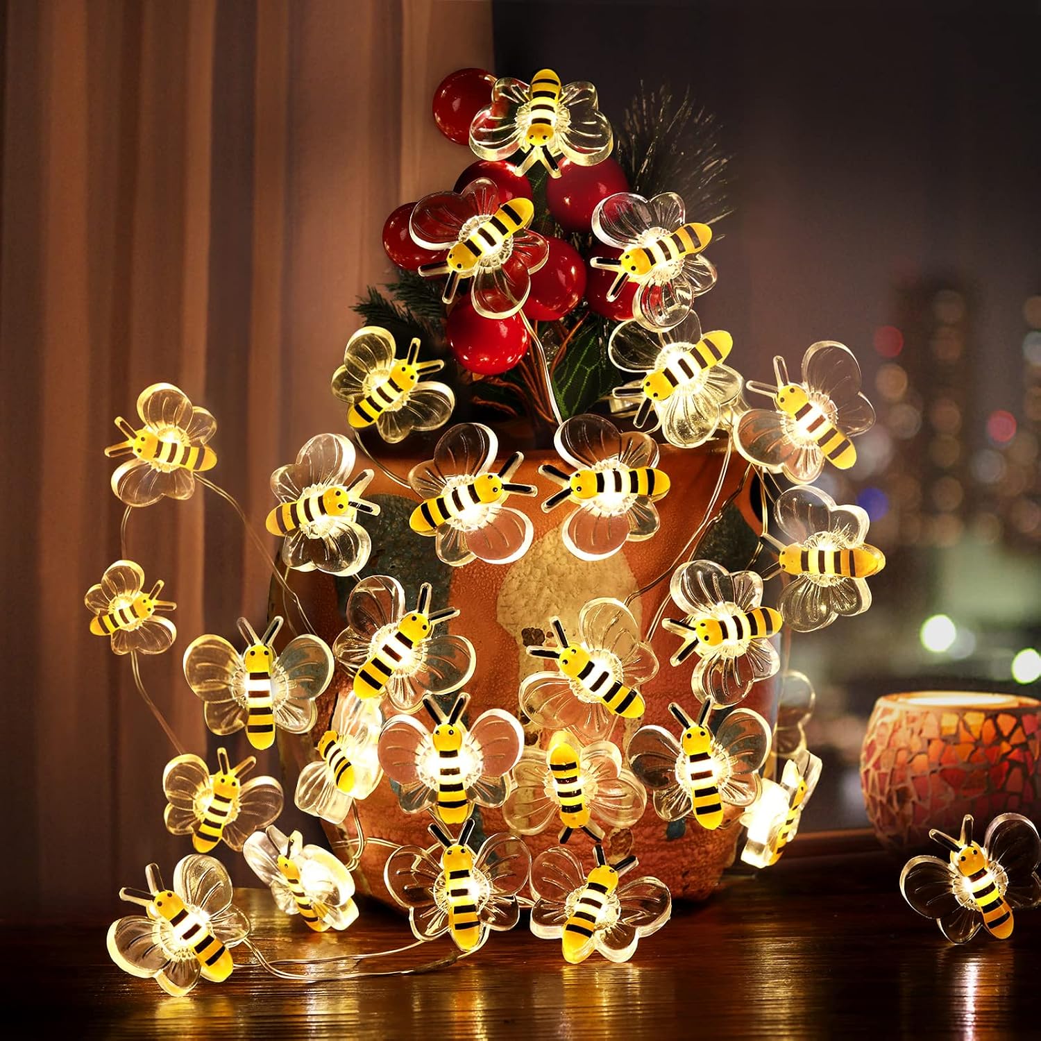 Mushroom Fairy Lights 10FT 30 LED Battery Operated String Lights for Room Decor