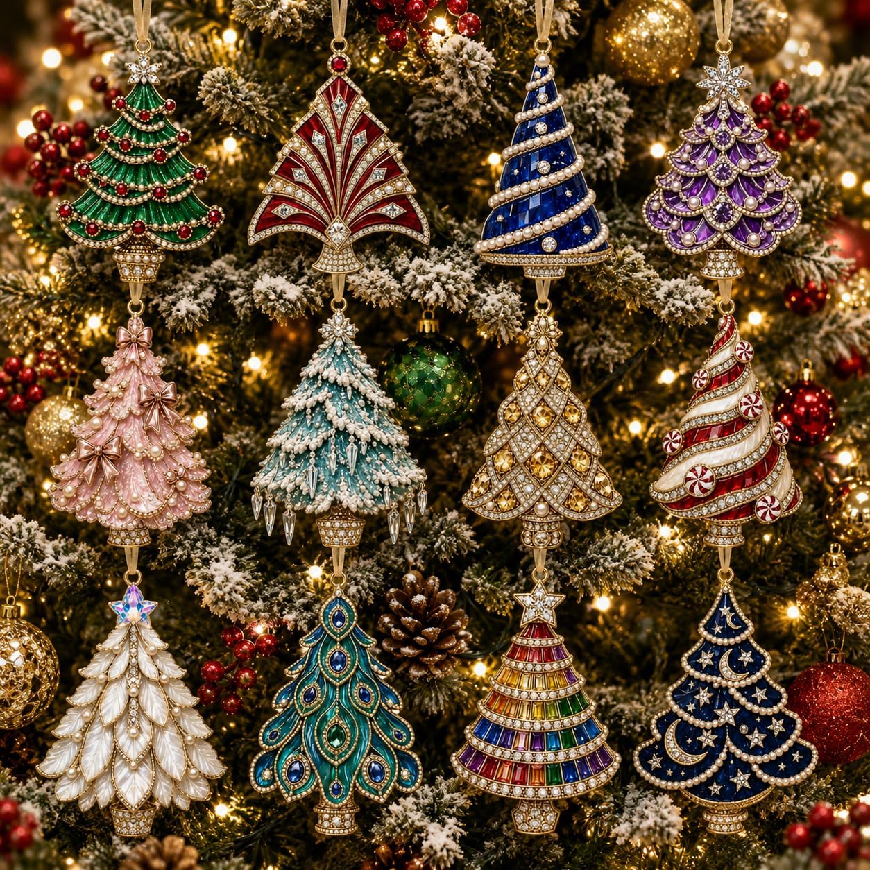 12 Piece Of Diamond Painting Christmas Ornaments DIY Craft Kit For Hanging Decor