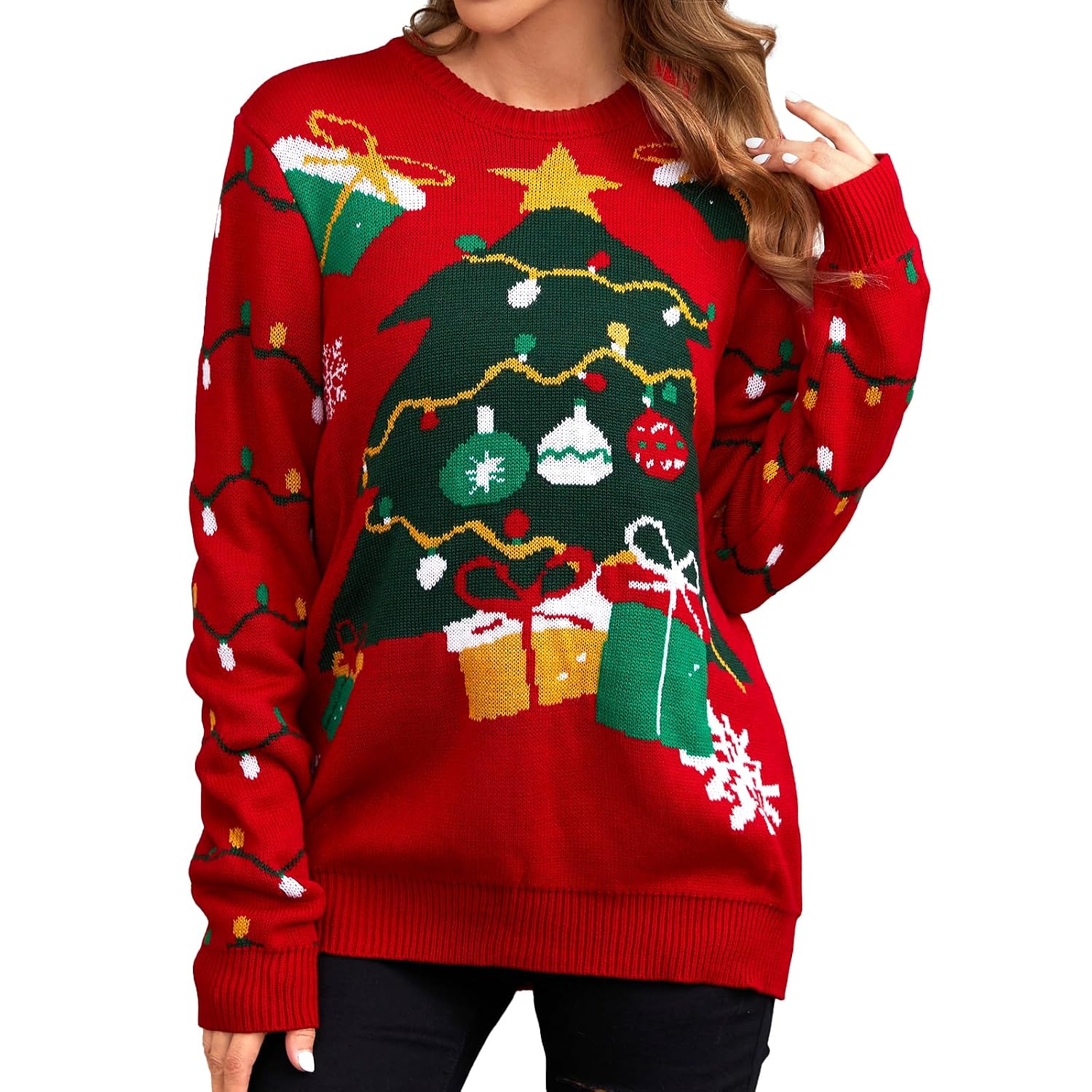 Casual Novelty Printed Christmas Pullover Sweater For Women